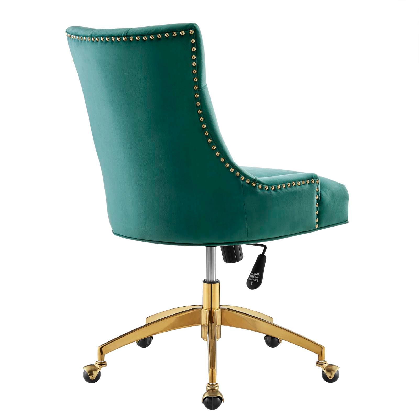 Modway Task Chairs - Regent Tufted Performance Velvet Office Chair Gold Teal