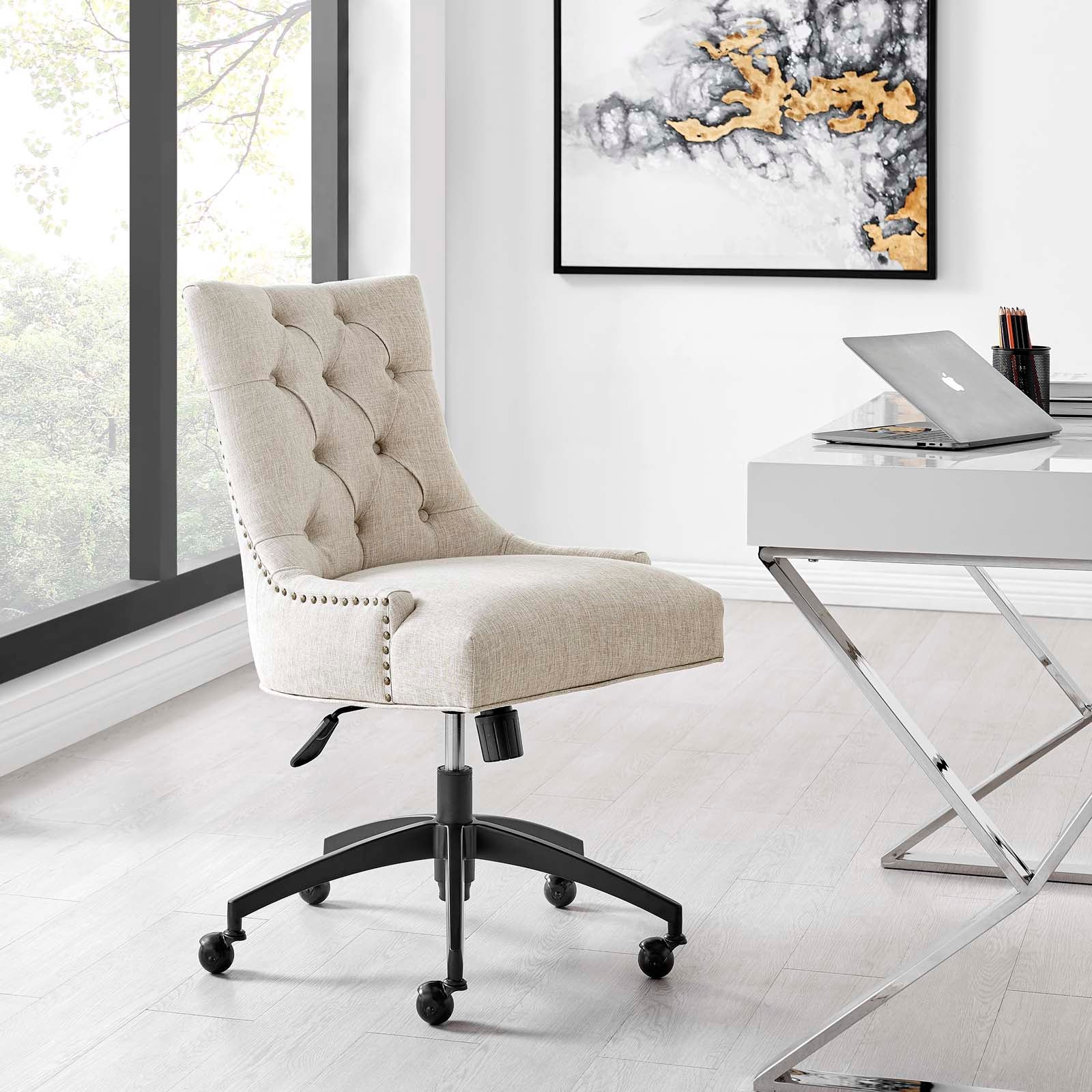 Modway Task Chairs - Regent Tufted Fabric Office Chair Black Beige