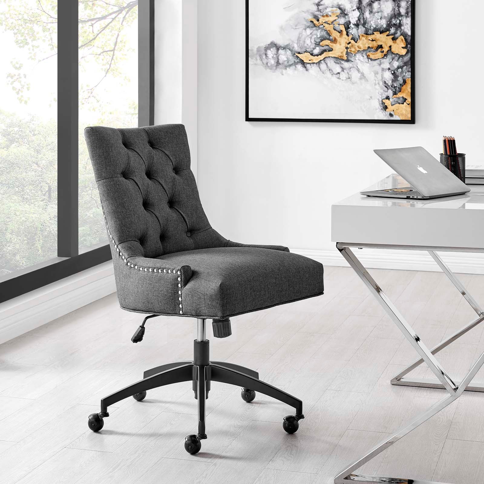 Modway Task Chairs - Regent Tufted Fabric Office Chair Black Gray
