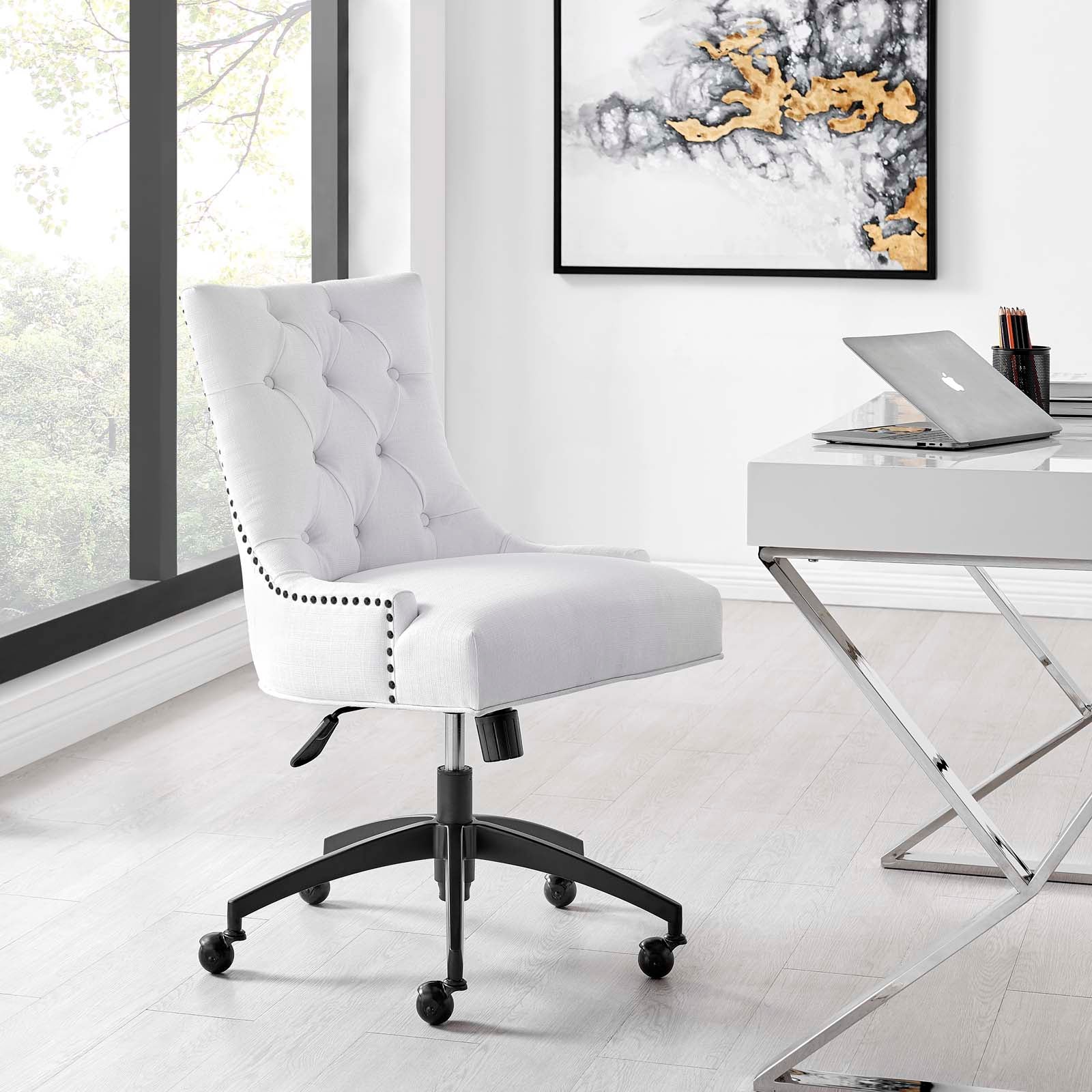 Modway Task Chairs - Regent Tufted Fabric Office Chair Black White