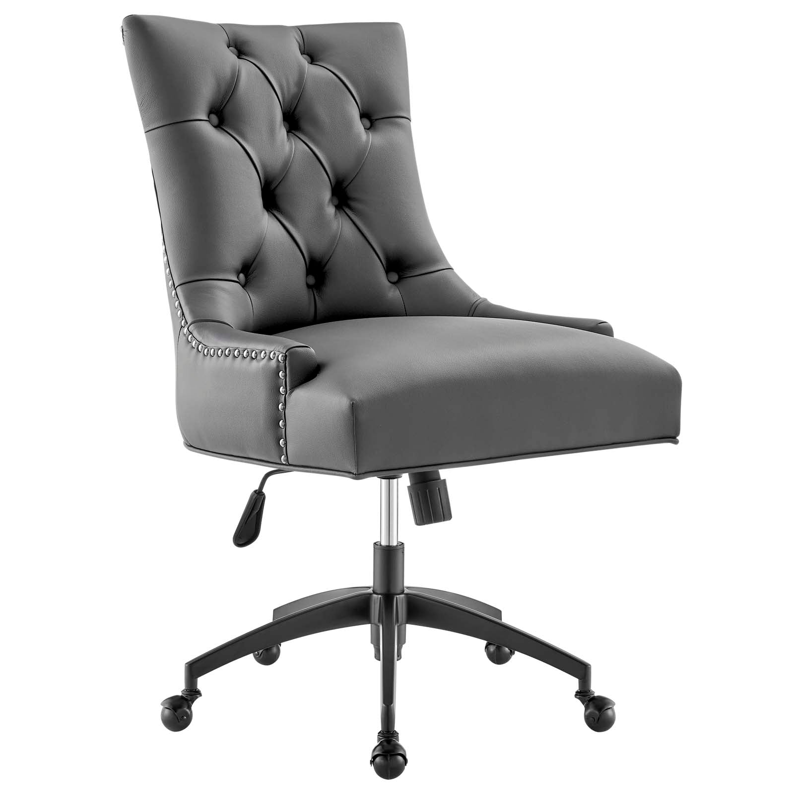 Modway Task Chairs - Regent Tufted Vegan Leather Office Chair Black Gray