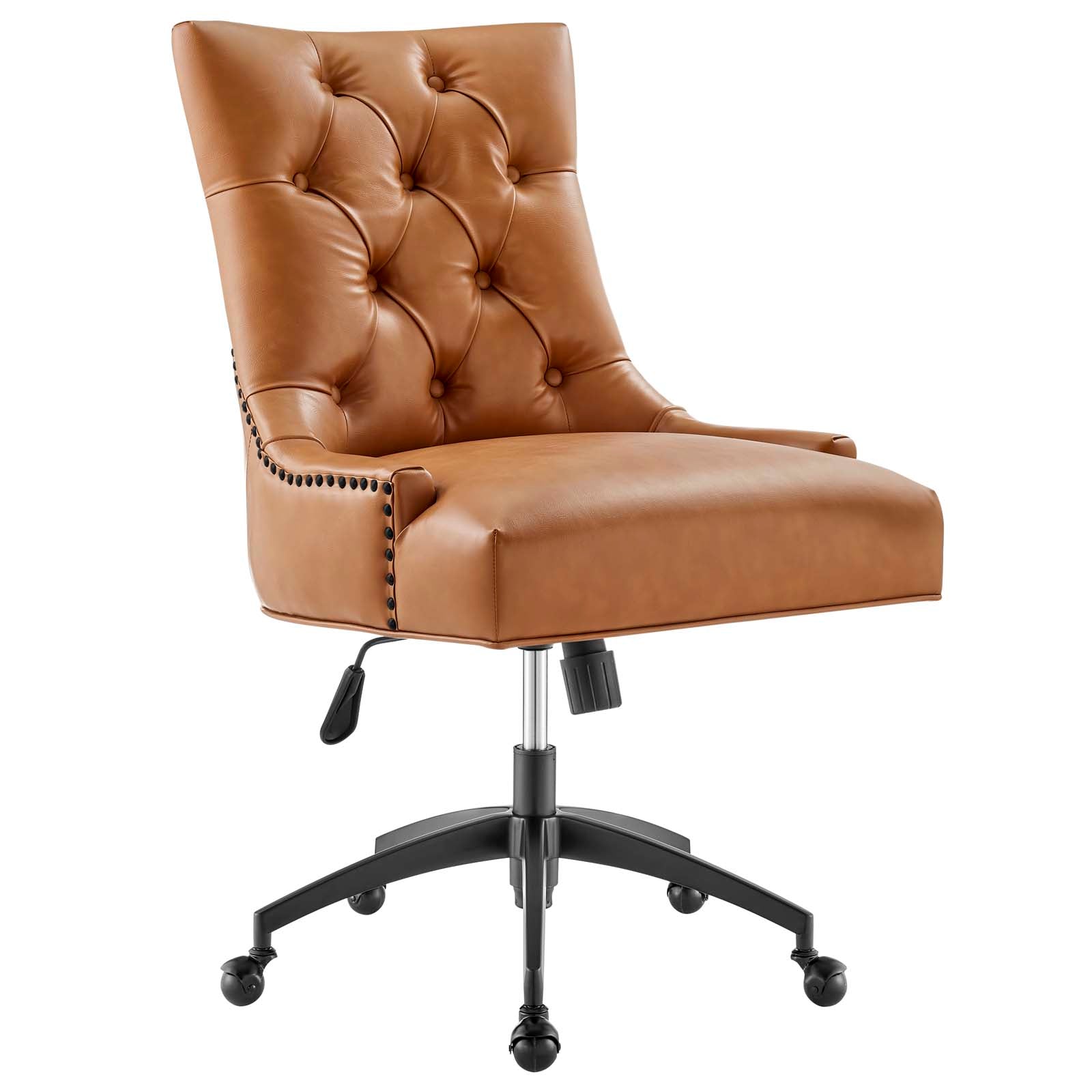 Modway Task Chairs - Regent Tufted Vegan Leather Office Chair Black Tan