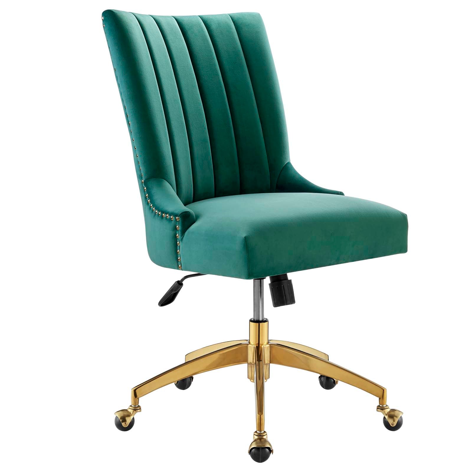 Modway Task Chairs - Empower Channel Tufted Performance Velvet Office Chair Gold Teal