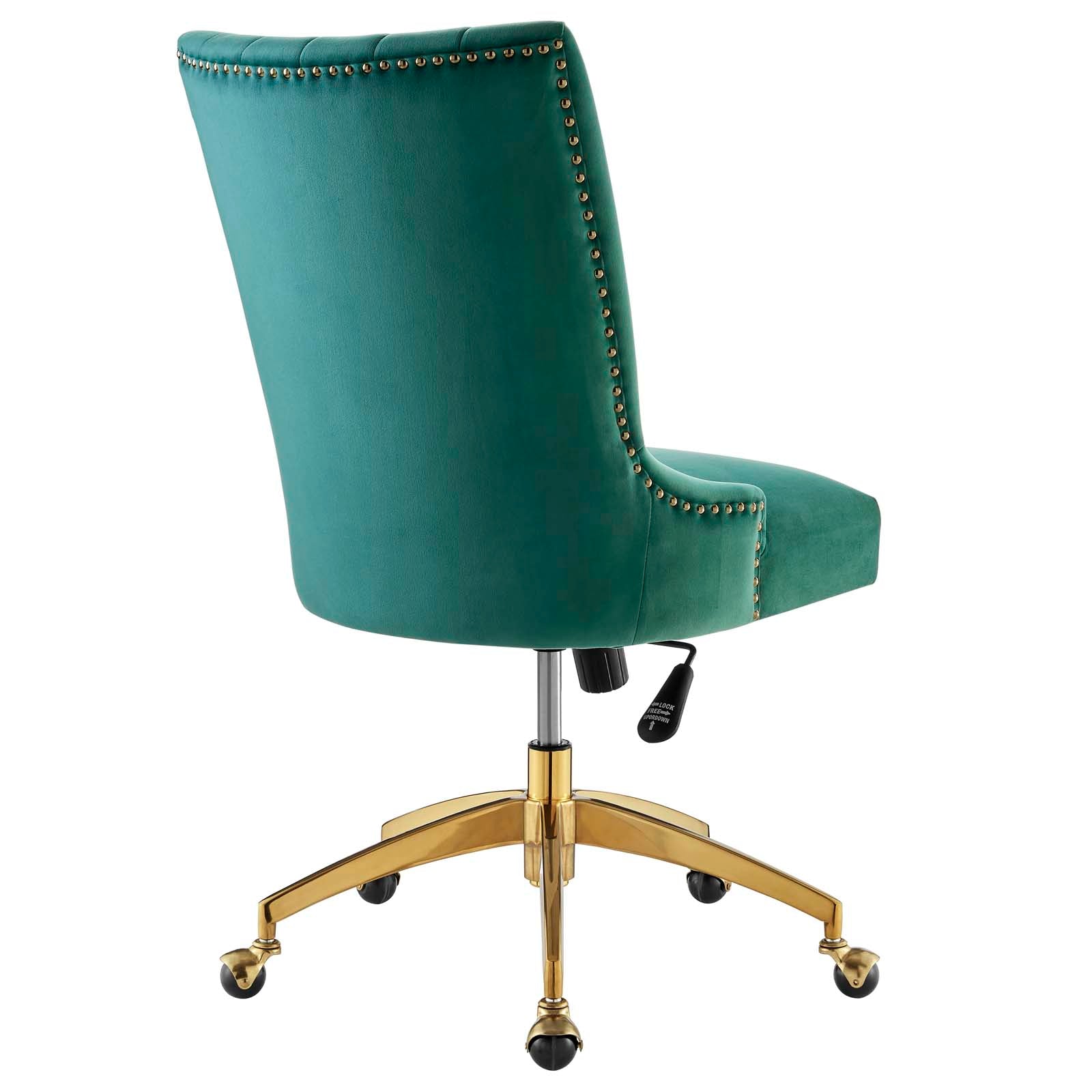 Modway Task Chairs - Empower Channel Tufted Performance Velvet Office Chair Gold Teal