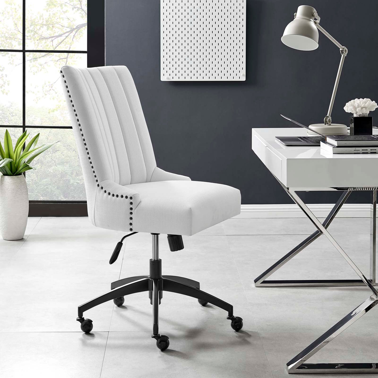 Modway Task Chairs - Empower Channel Tufted Fabric Office Chair Black White