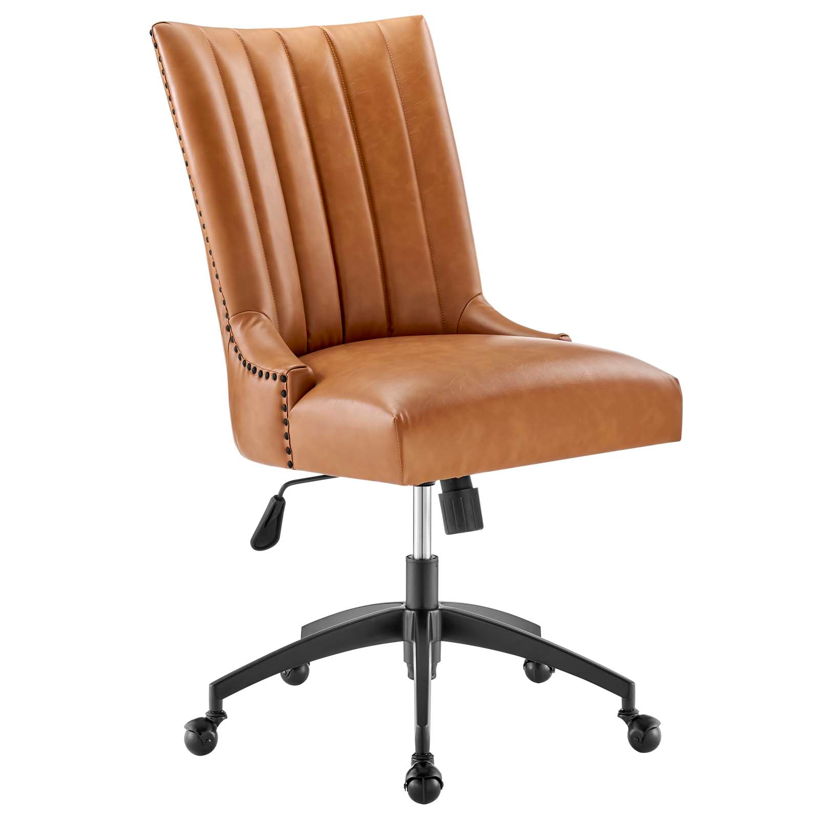 Modway Task Chairs - Empower Channel Tufted Vegan Leather Office Chair Black Tan