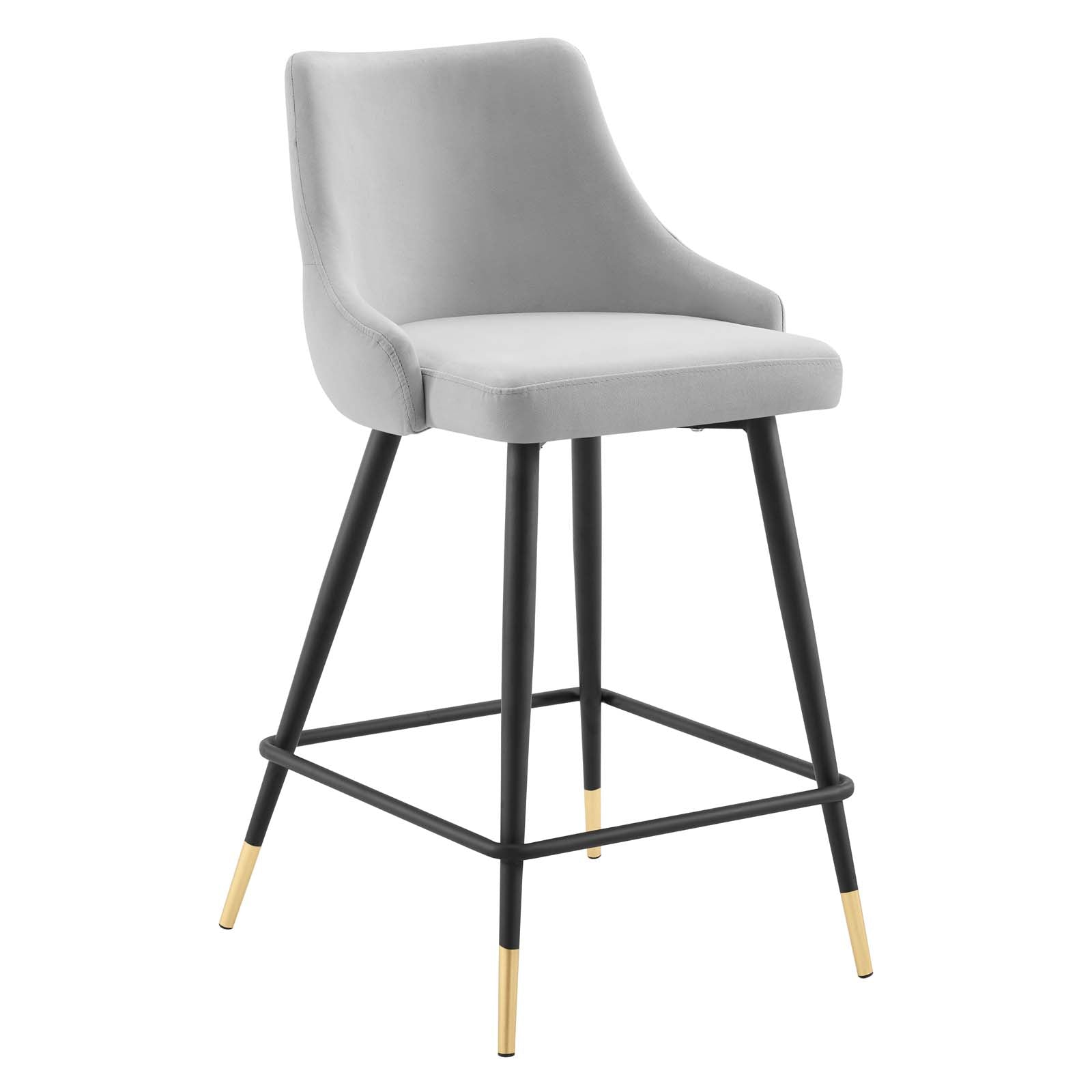 Modway Barstools - Adorn Performance Velvet Counter Stool Set of 2 Light Gray