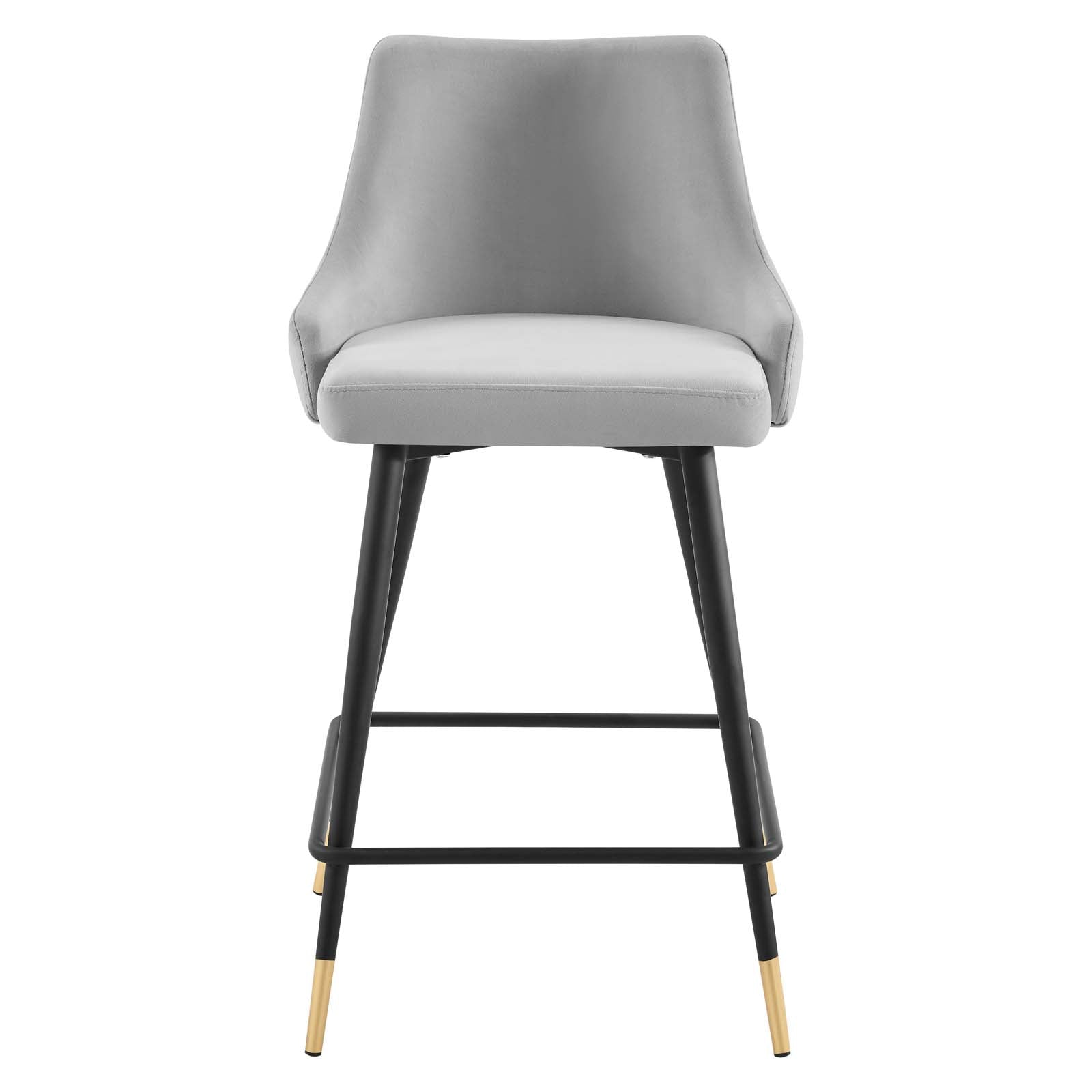 Modway Barstools - Adorn Performance Velvet Counter Stool Set of 2 Light Gray
