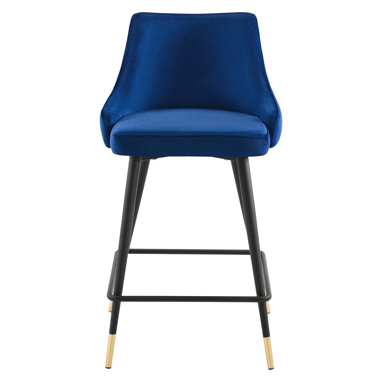 Modway Barstools - Adorn Performance Velvet Counter Stool Set of 2 Navy