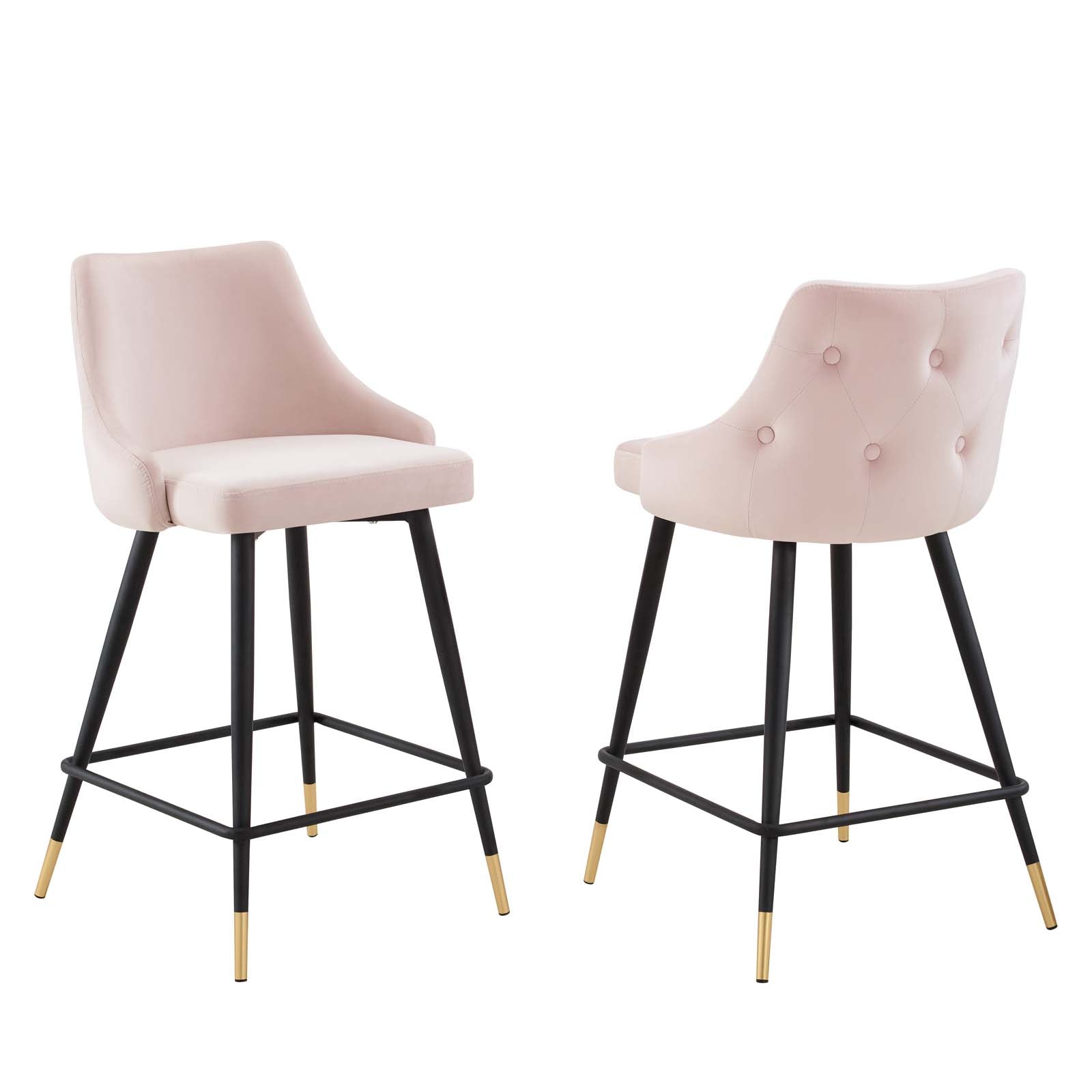 Modway Dining Chairs - Adorn Performance Velvet Counter Stool Pink (Set of 2)