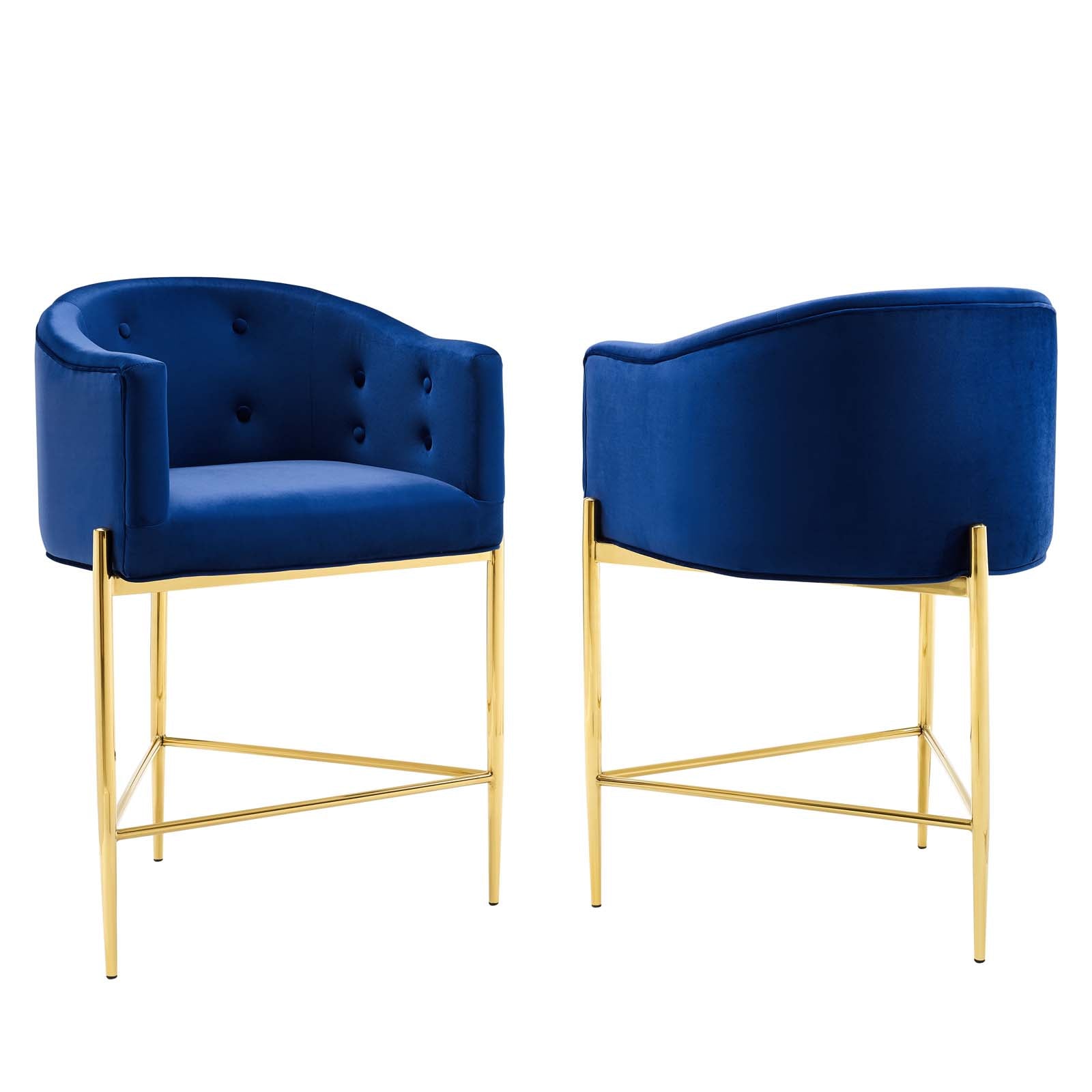 Modway Barstools - Savour Tufted Performance Velvet Counter Stool Set of 2 Navy
