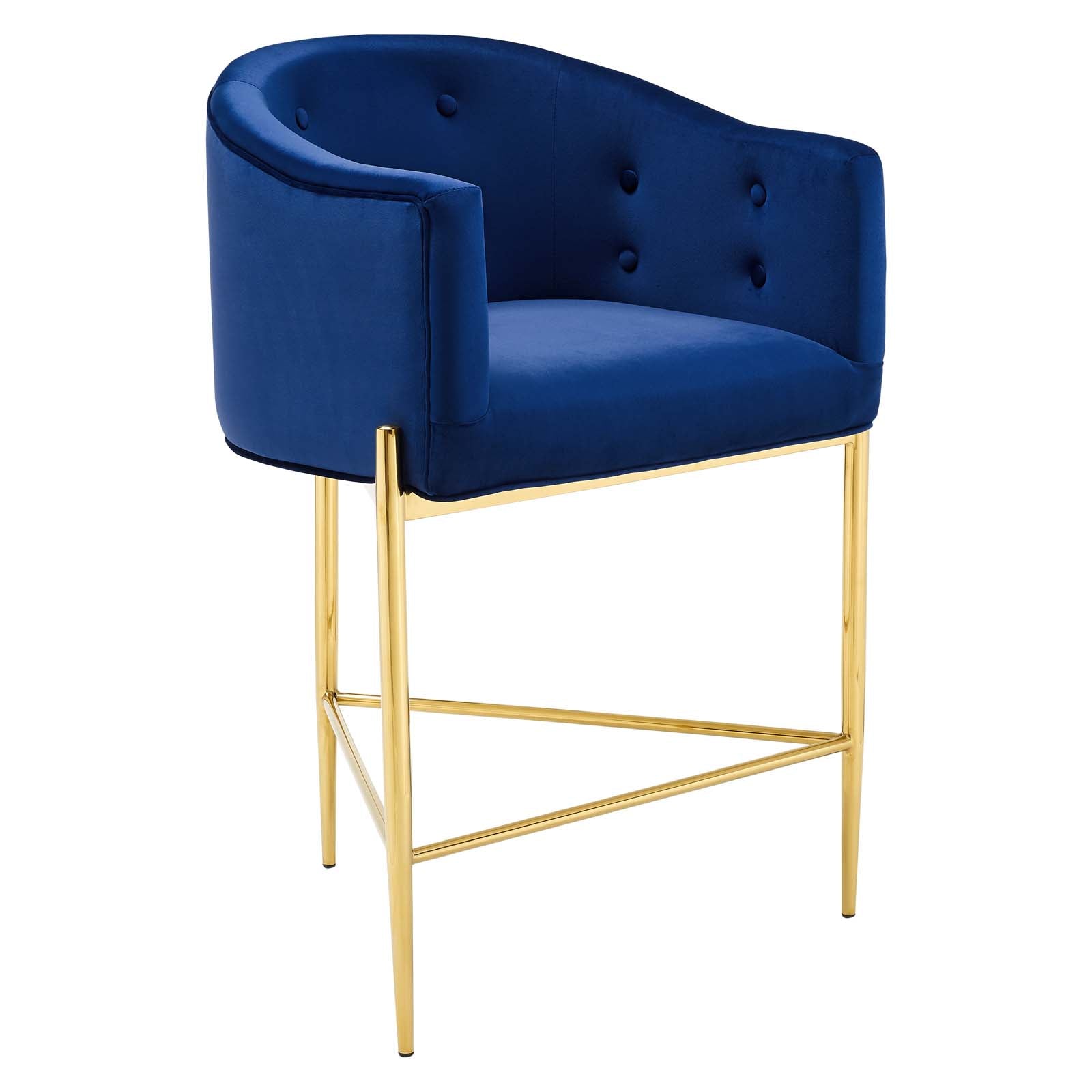Modway Barstools - Savour Tufted Performance Velvet Counter Stool Set of 2 Navy