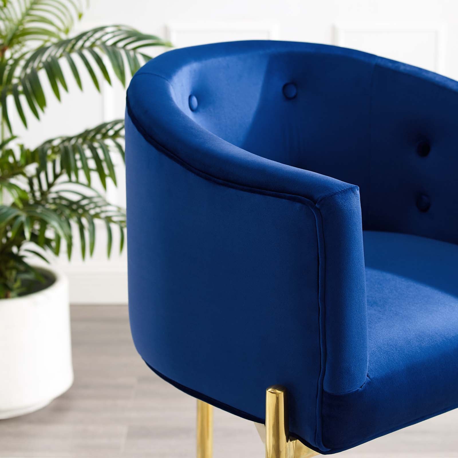 Modway Barstools - Savour Tufted Performance Velvet Counter Stool Set of 2 Navy