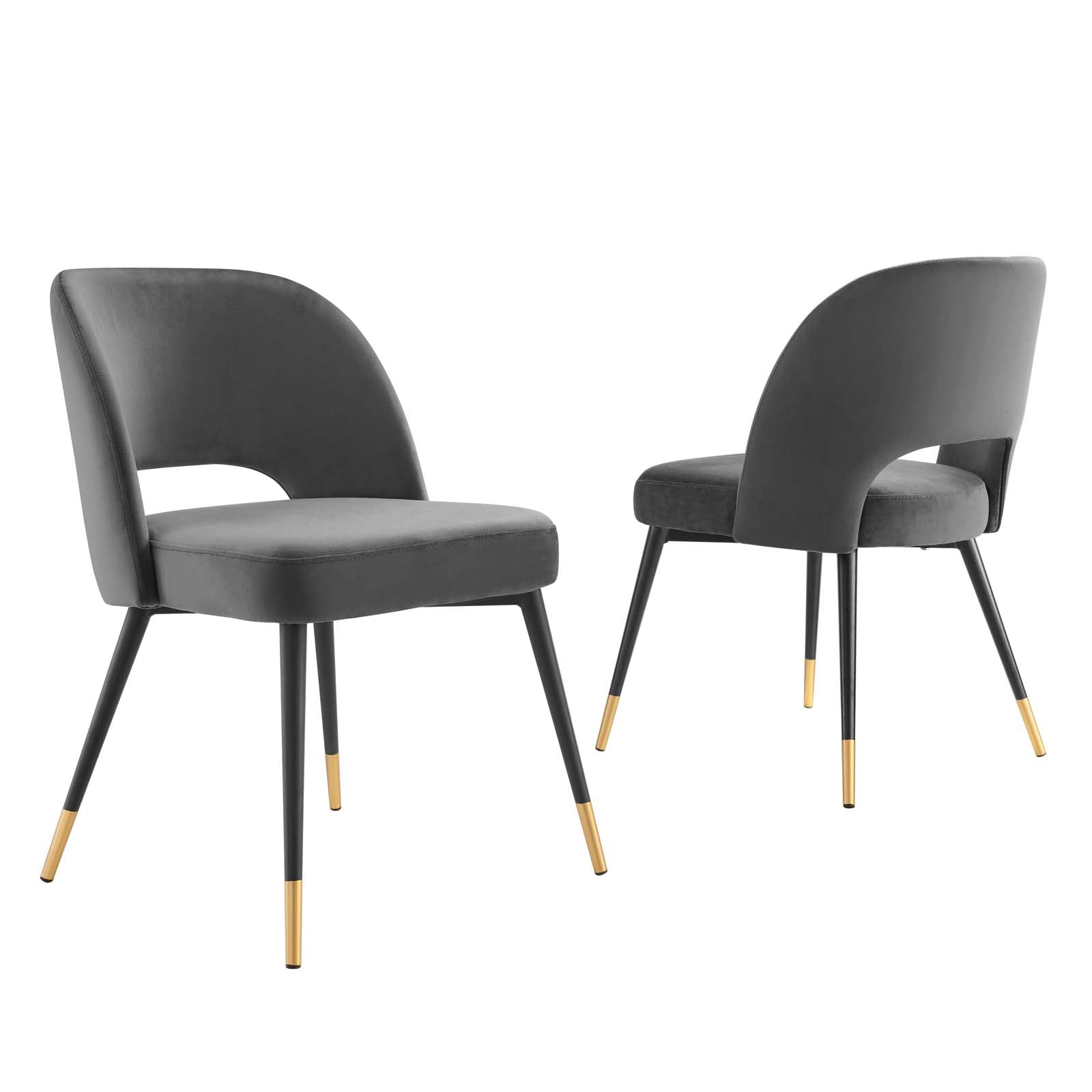 Modway Dining Chairs - Rouse Performance Velvet Dining Side Chairs - Charcoal (Set of 2)