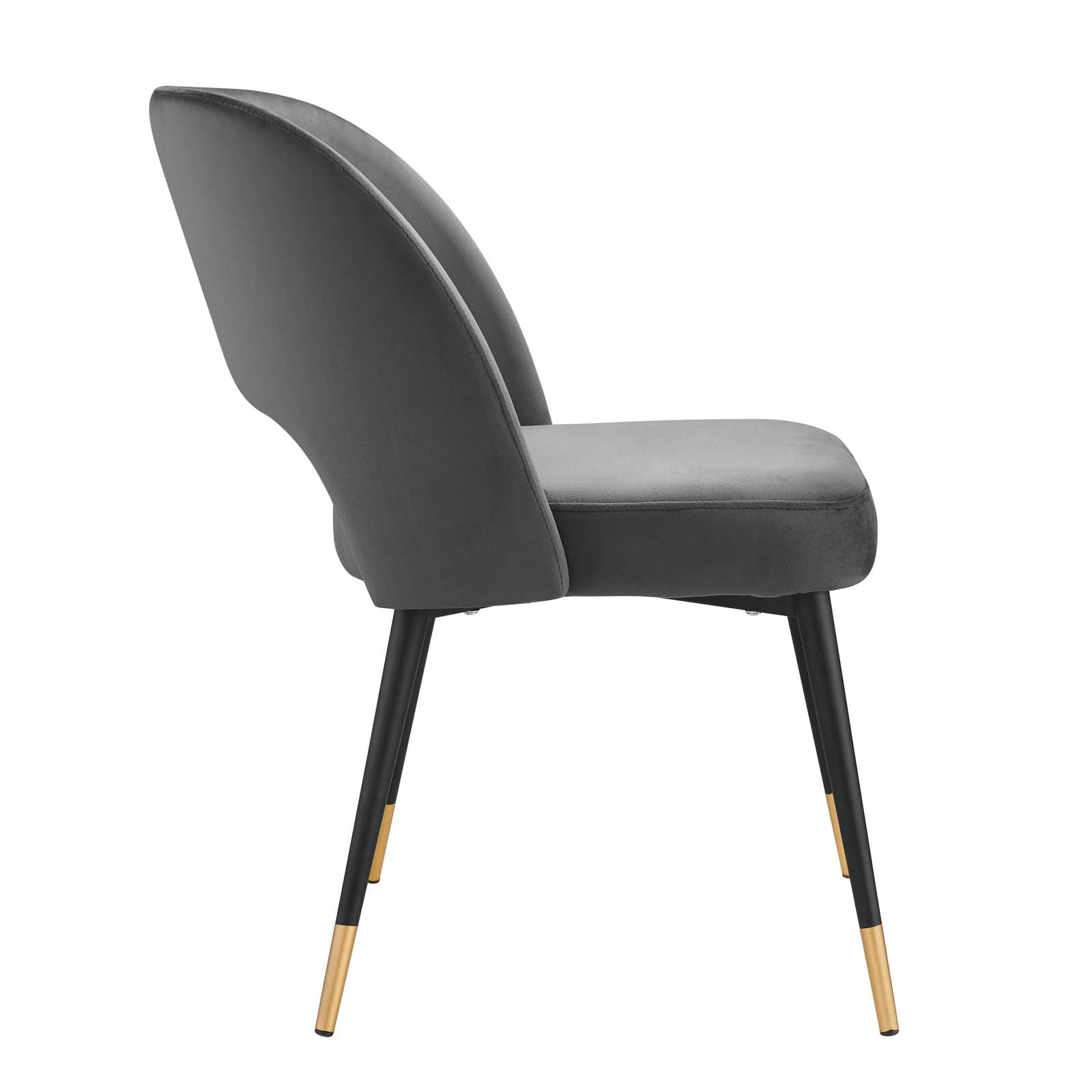 Modway Dining Chairs - Rouse Performance Velvet Dining Side Chairs - Charcoal (Set of 2)