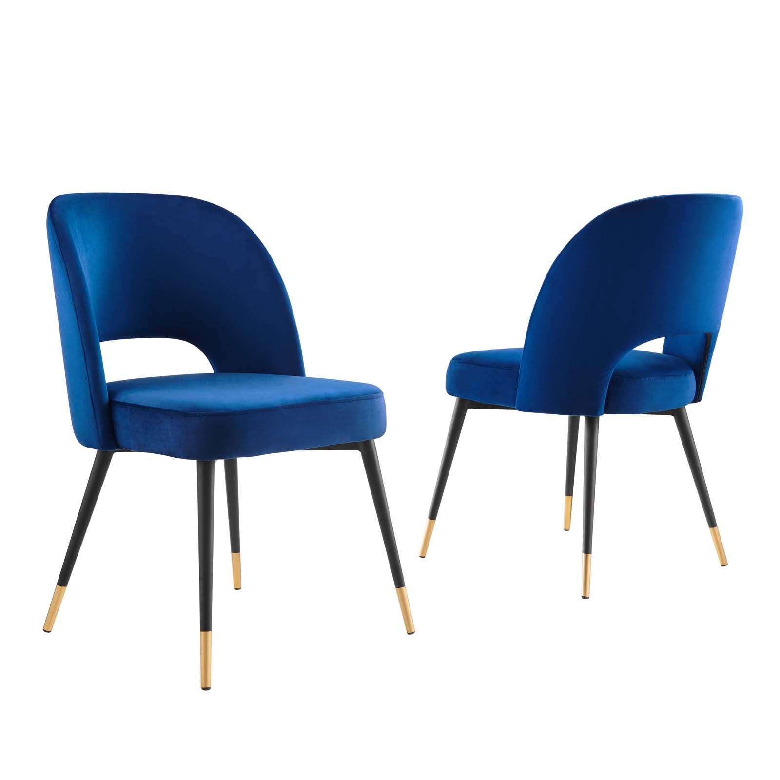 Modway Dining Chairs - Rouse Performance Velvet Dining Side Chairs - Navy (Set of 2)
