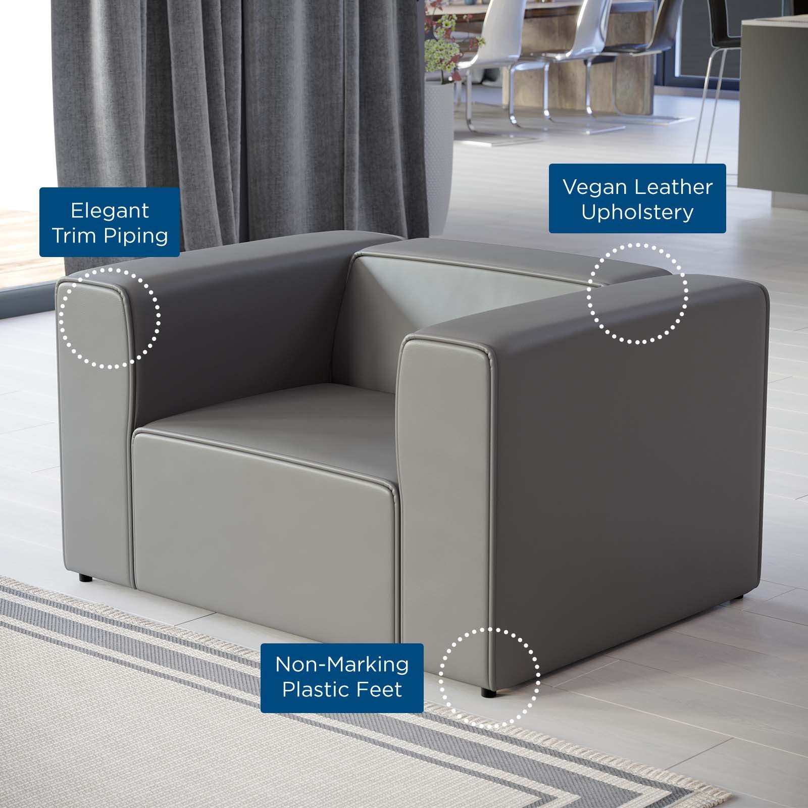 Modway Chairs - Mingle Vegan Leather Armchair Gray