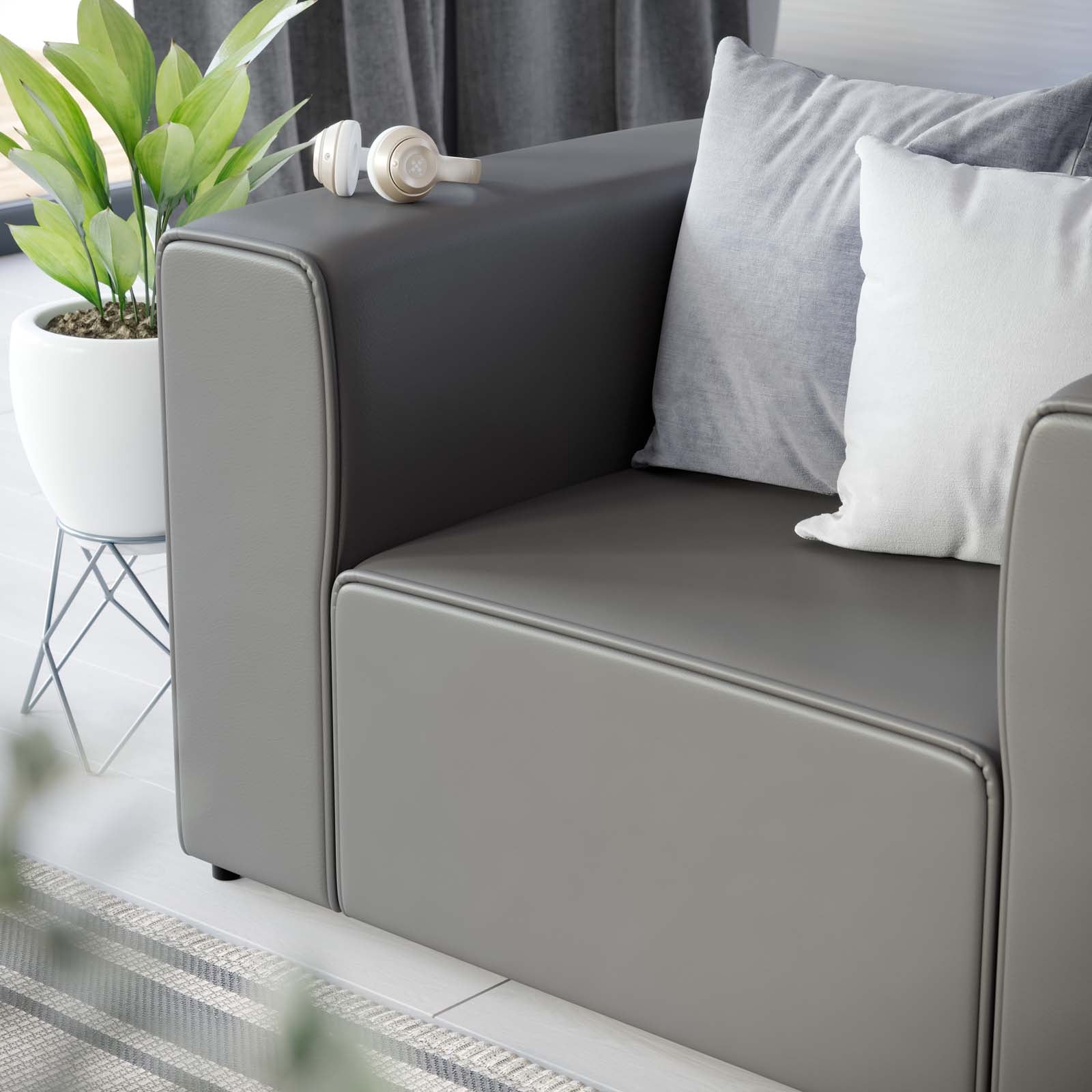 Modway Chairs - Mingle Vegan Leather Armchair Gray