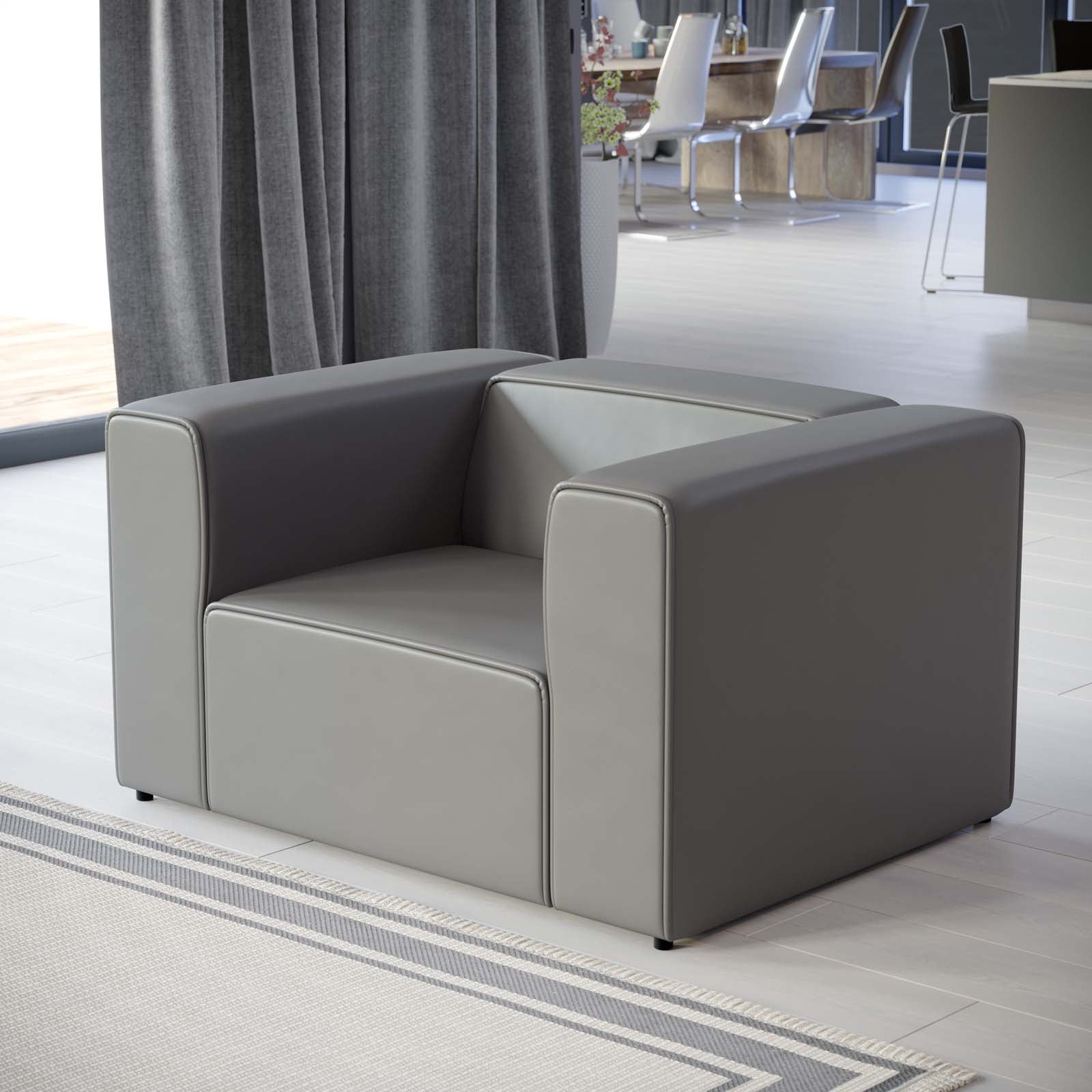 Modway Chairs - Mingle Vegan Leather Armchair Gray