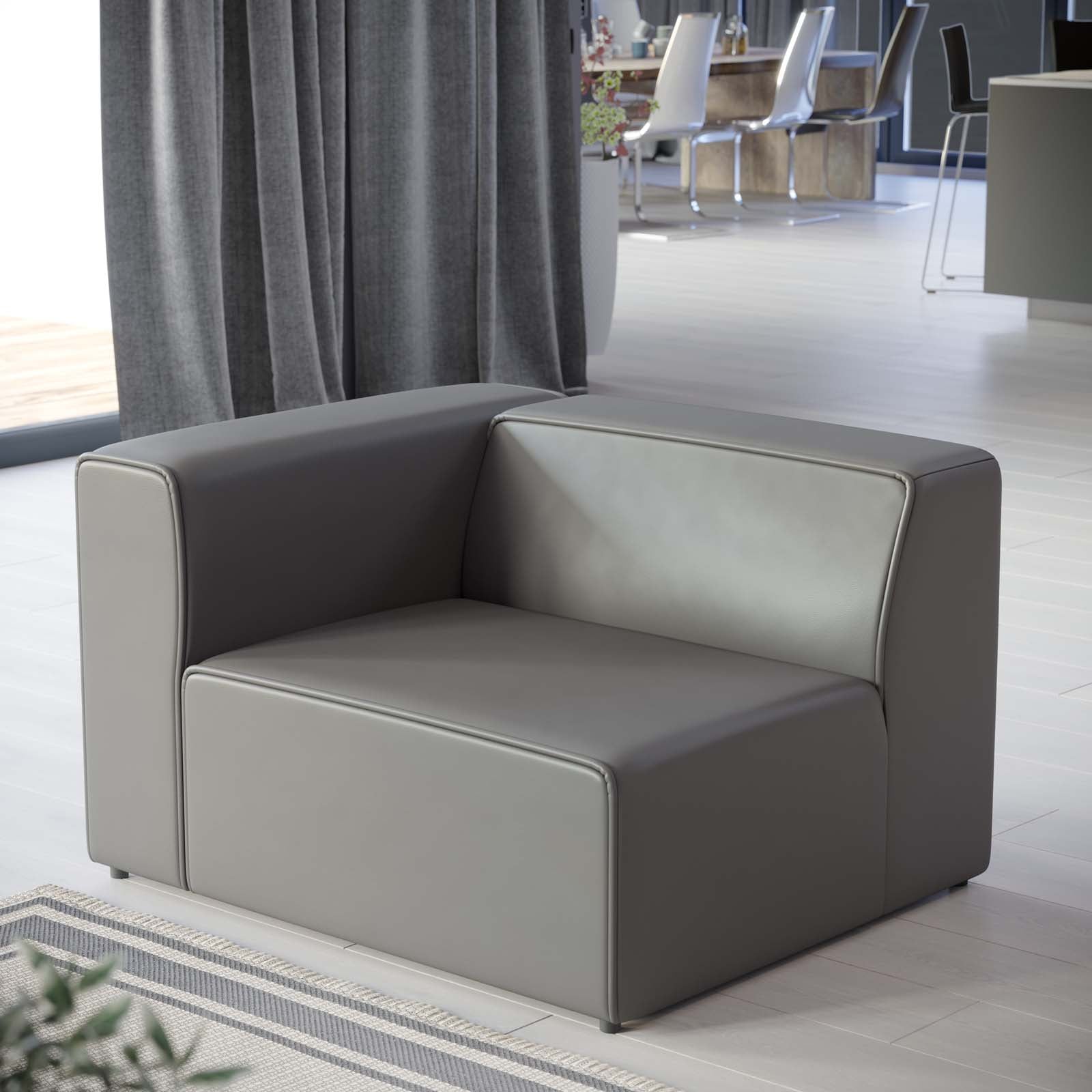 Modway Accent Chairs - Mingle Vegan Leather Left-Arm Chair Gray