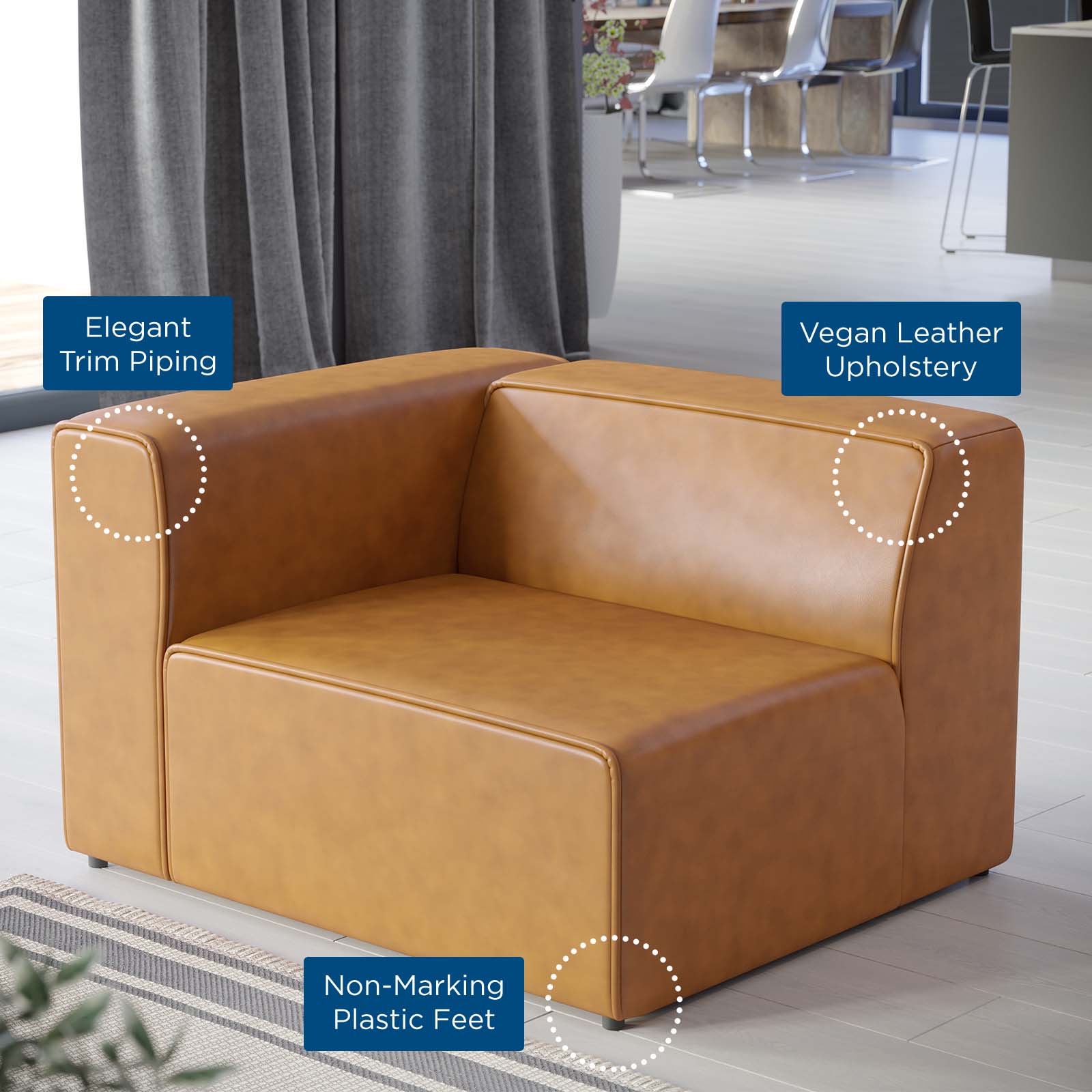 Modway Accent Chairs - Mingle Vegan Leather Left-Arm Chair Tan