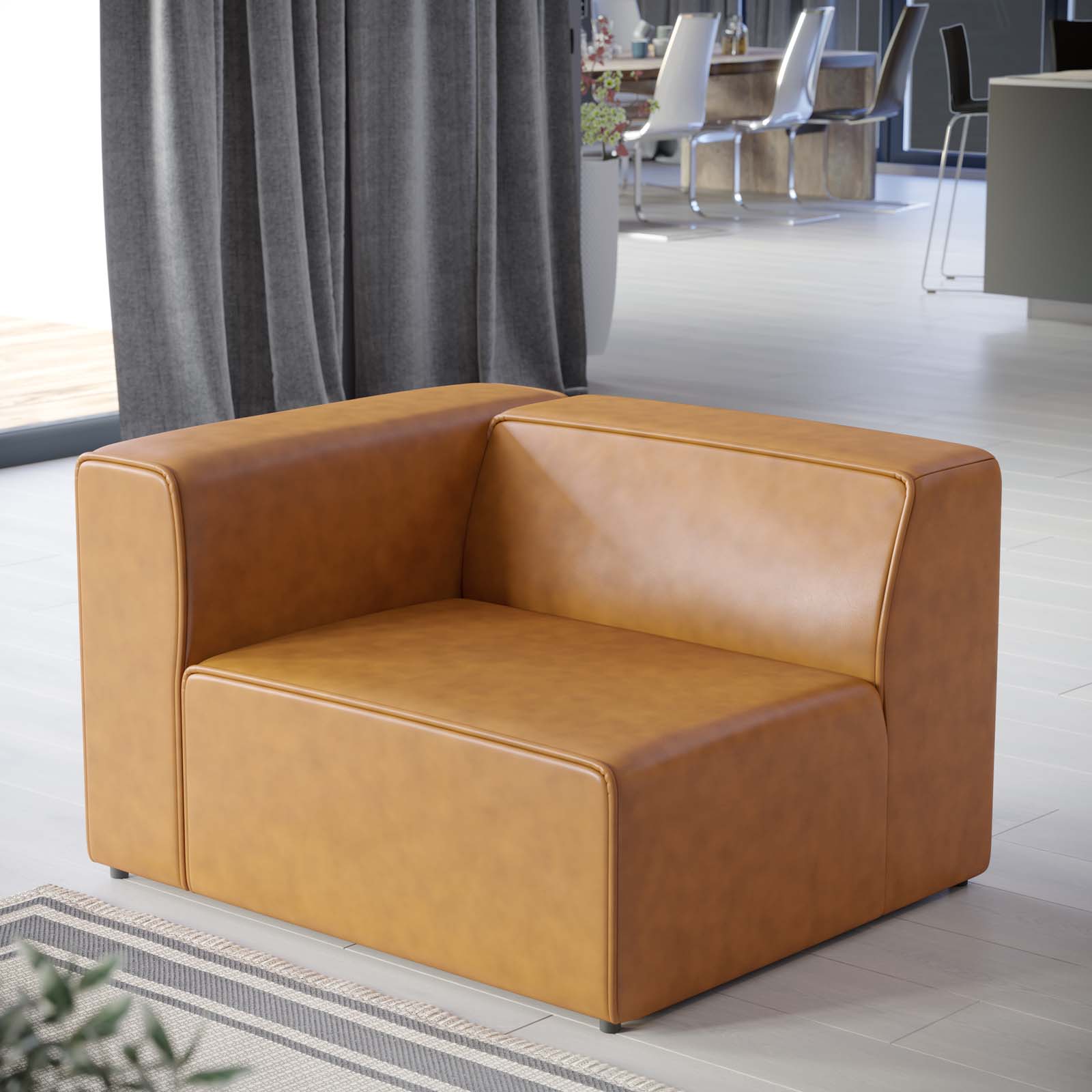 Modway Accent Chairs - Mingle Vegan Leather Left-Arm Chair Tan