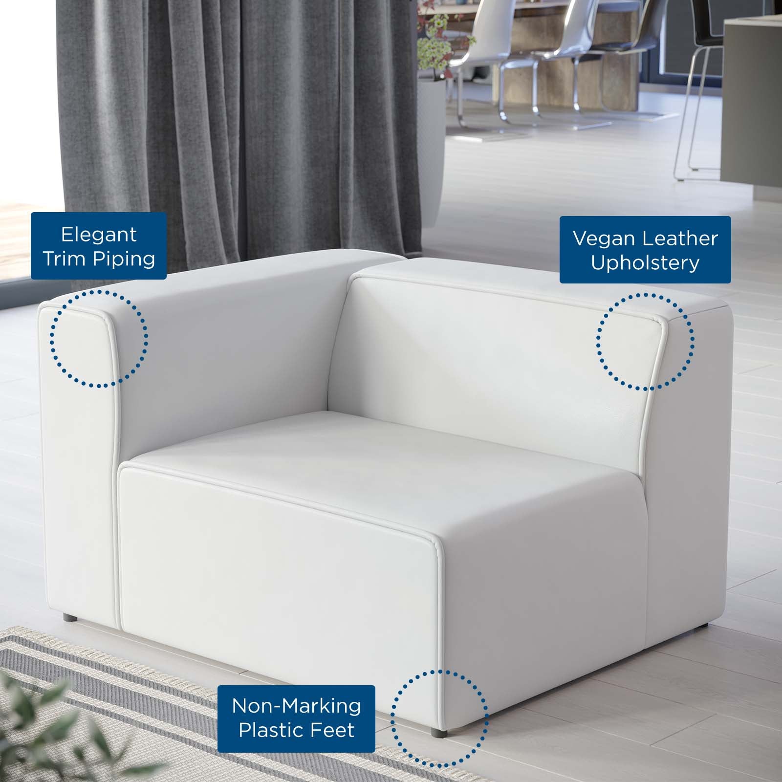 Modway Accent Chairs - Mingle Vegan Leather Left Arm Chair White