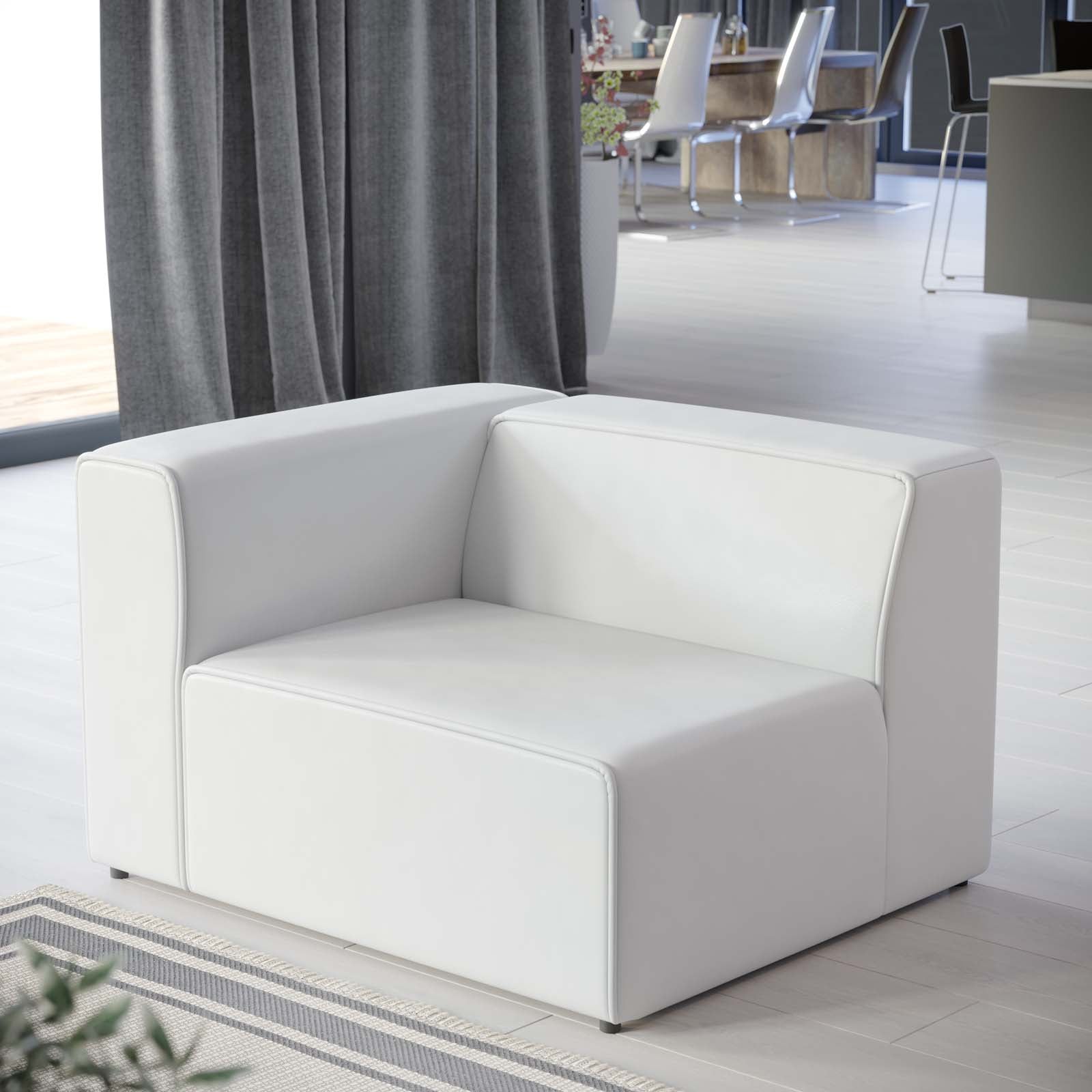 Modway Accent Chairs - Mingle Vegan Leather Left Arm Chair White