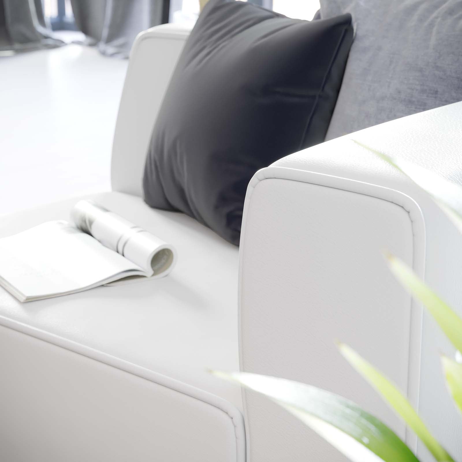 Modway Accent Chairs - Mingle Vegan Leather Right-Arm Chair White
