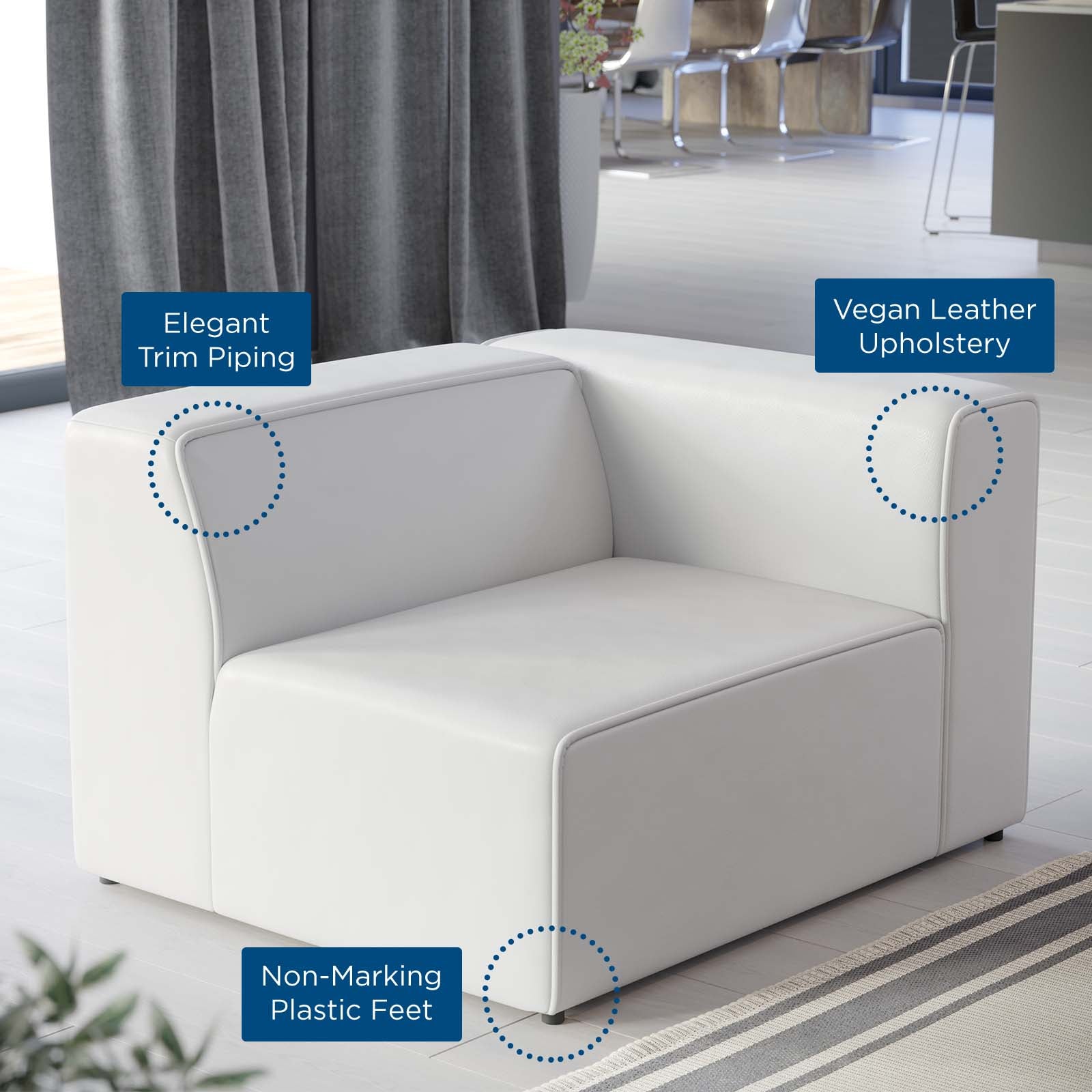 Modway Accent Chairs - Mingle Vegan Leather Right-Arm Chair White