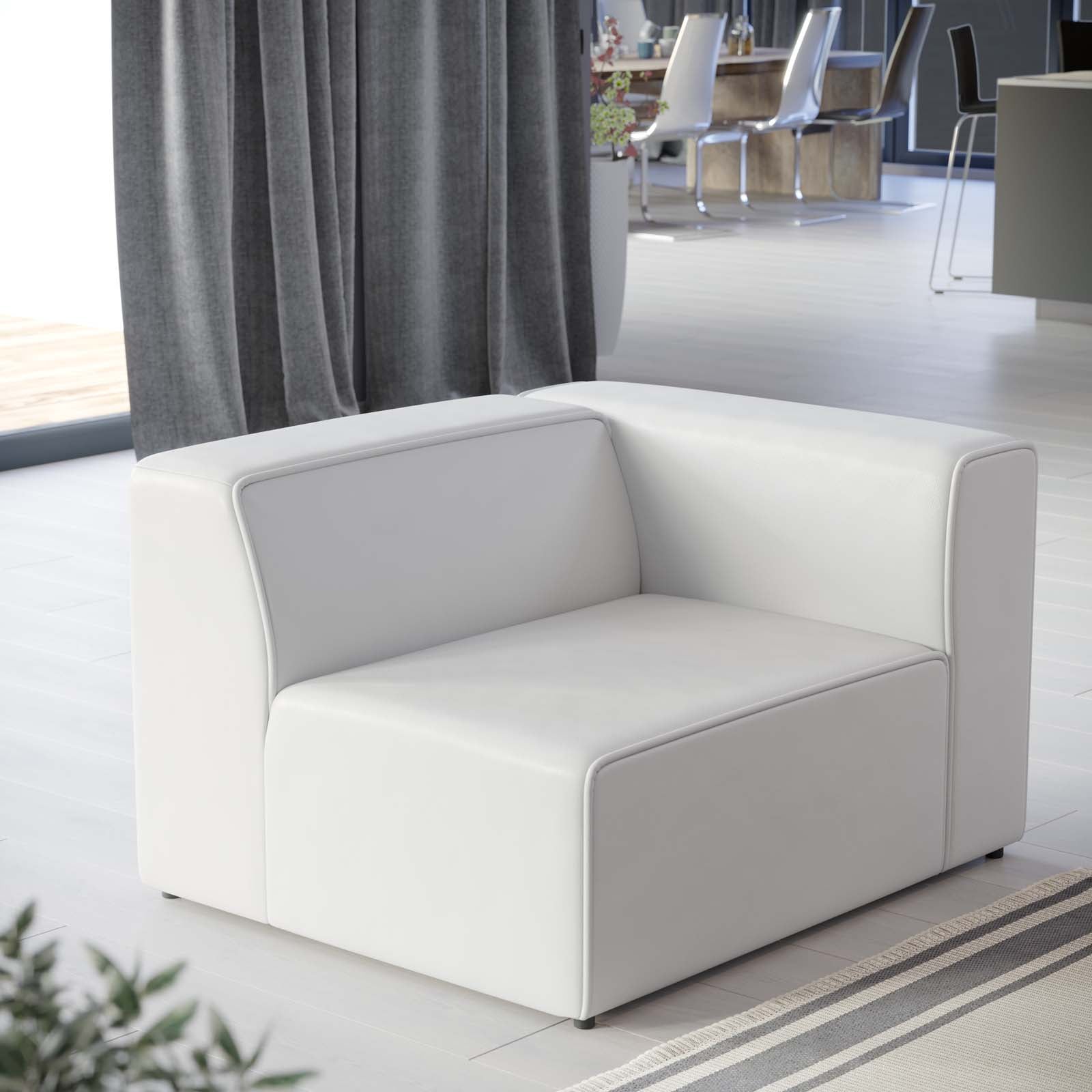 Modway Accent Chairs - Mingle Vegan Leather Right-Arm Chair White