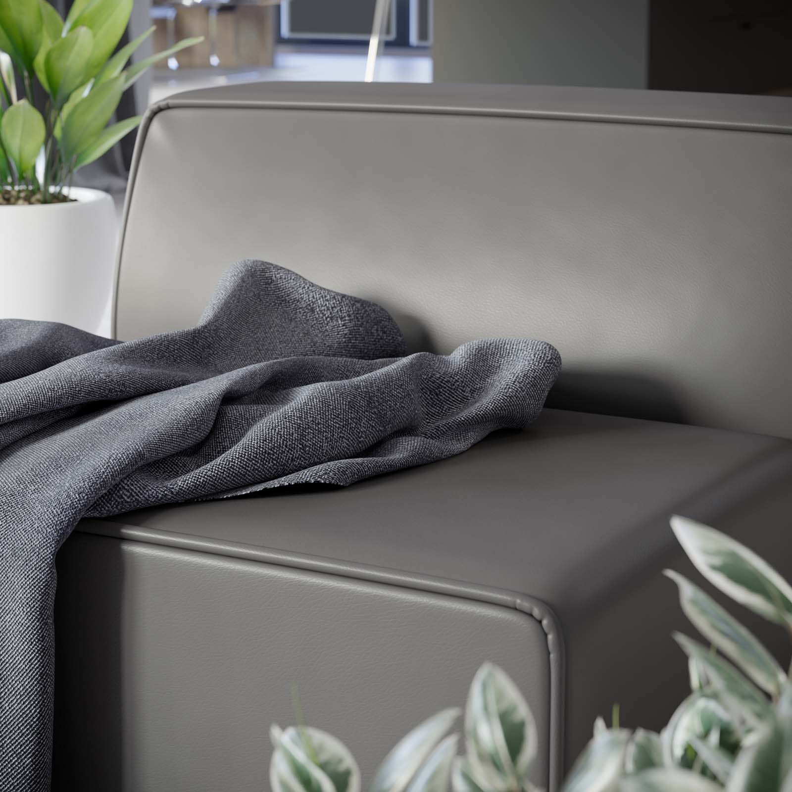 Modway Accent Chairs - Mingle Vegan Leather Armless Chair Gray