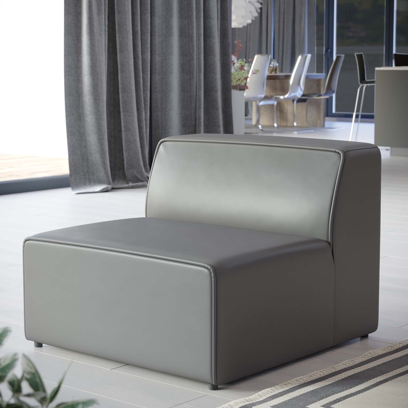 Modway Accent Chairs - Mingle Vegan Leather Armless Chair Gray