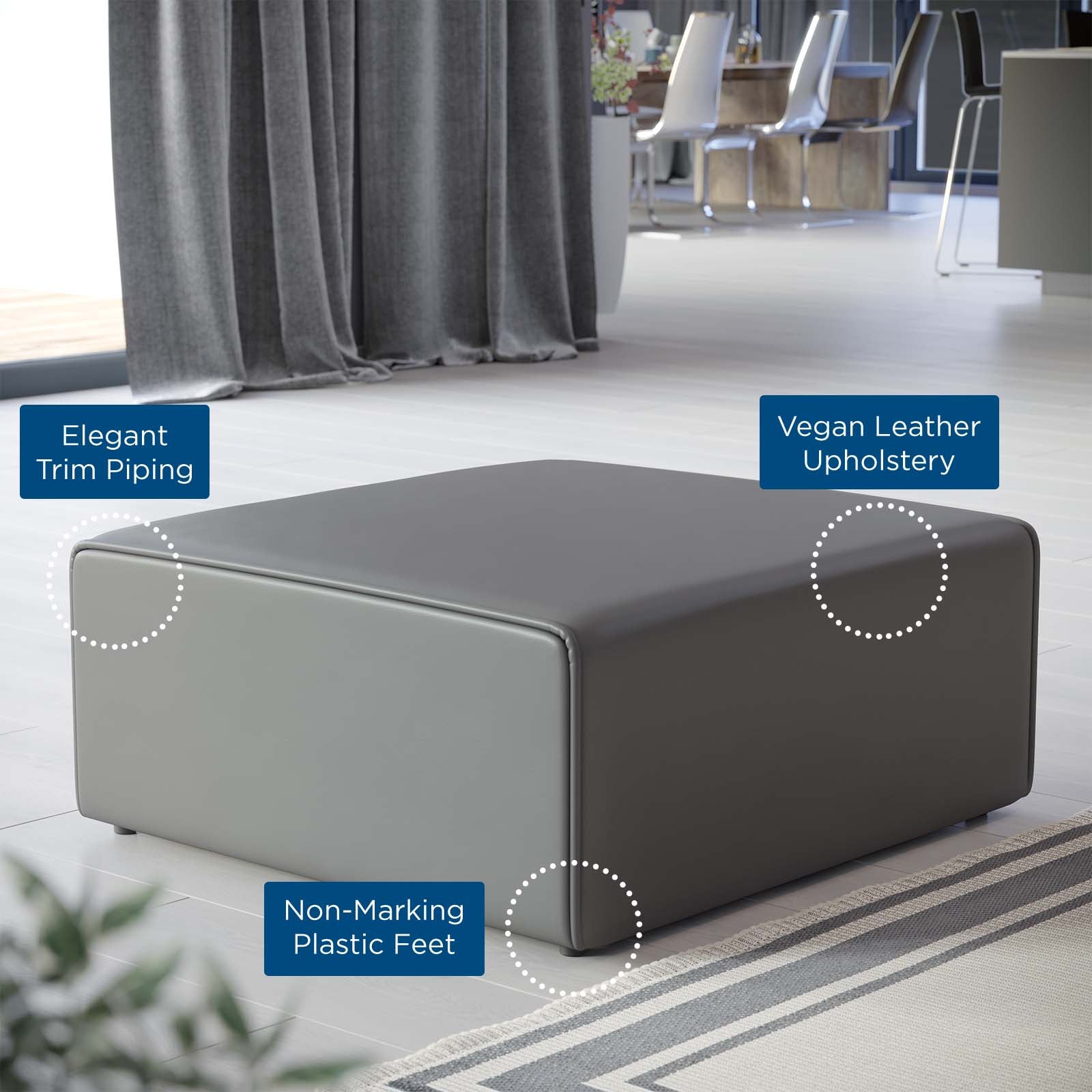 Modway Ottomans & Stools - Mingle Vegan Leather Ottoman Gray