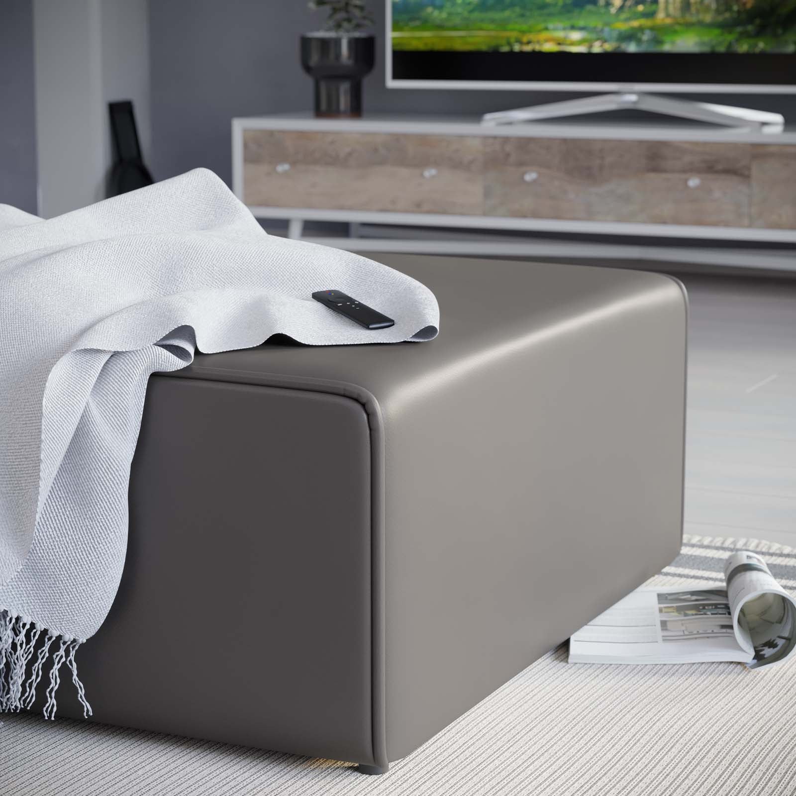 Modway Ottomans & Stools - Mingle Vegan Leather Ottoman Gray