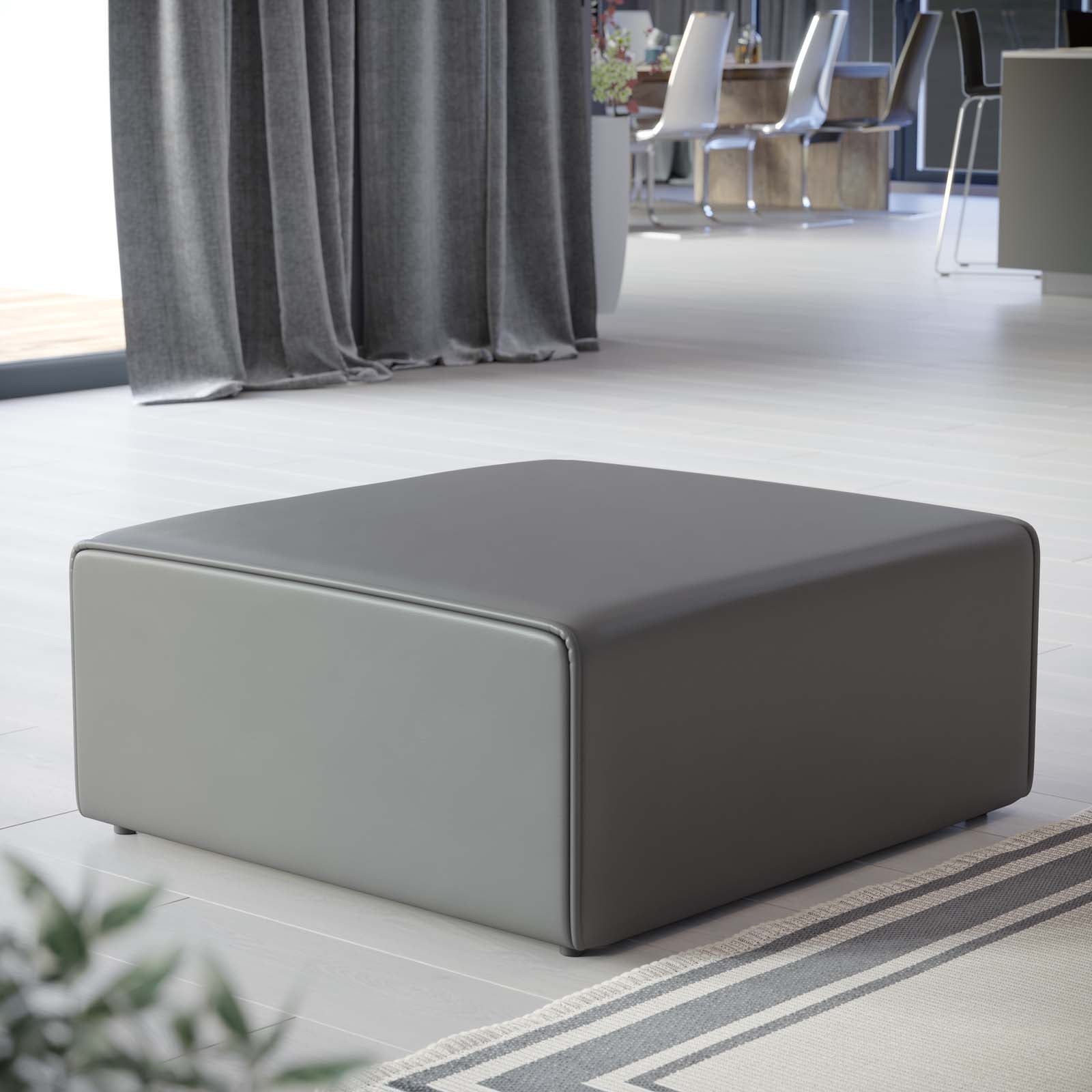 Modway Ottomans & Stools - Mingle Vegan Leather Ottoman Gray