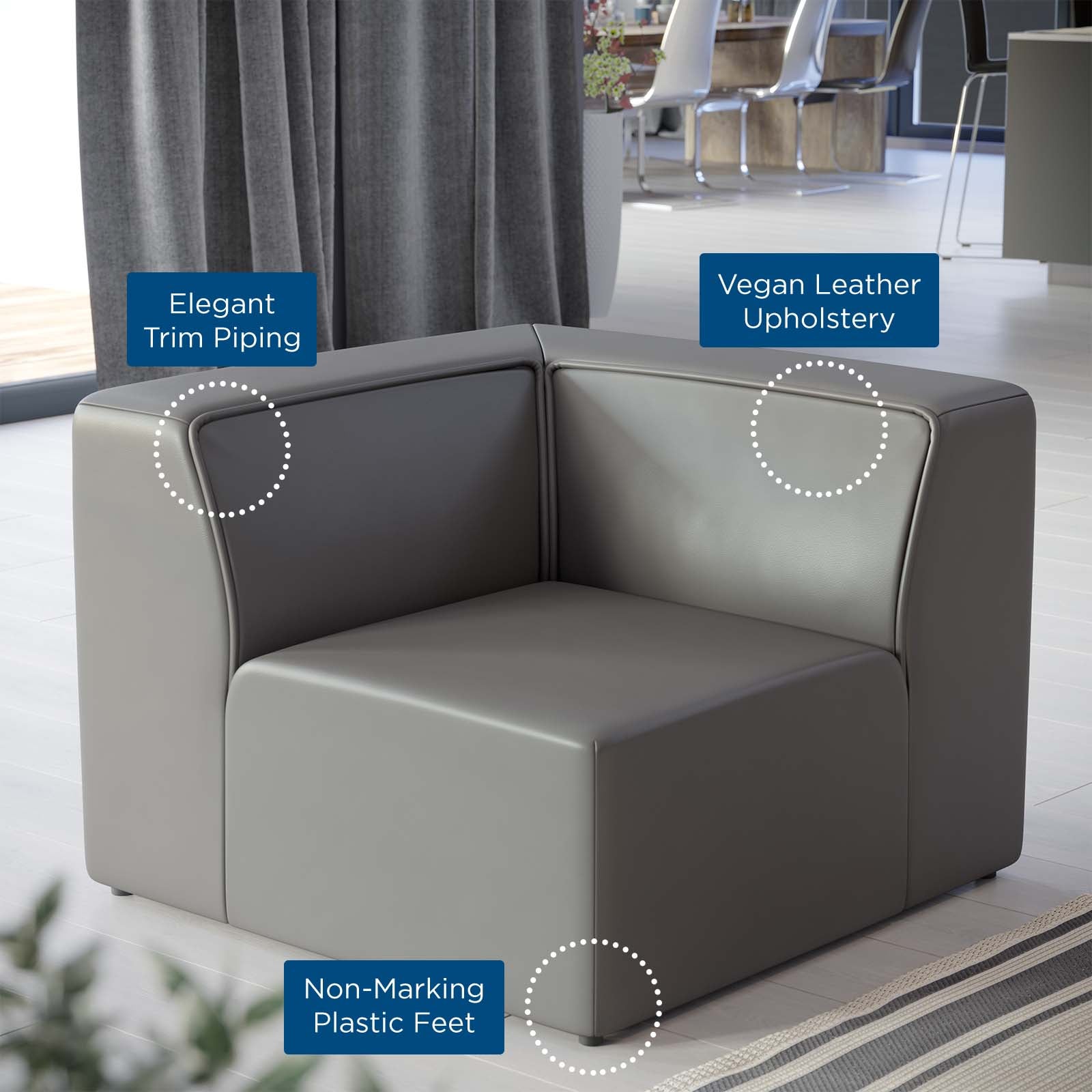 Modway Chairs - Mingle Vegan Leather Corner Chair Gray