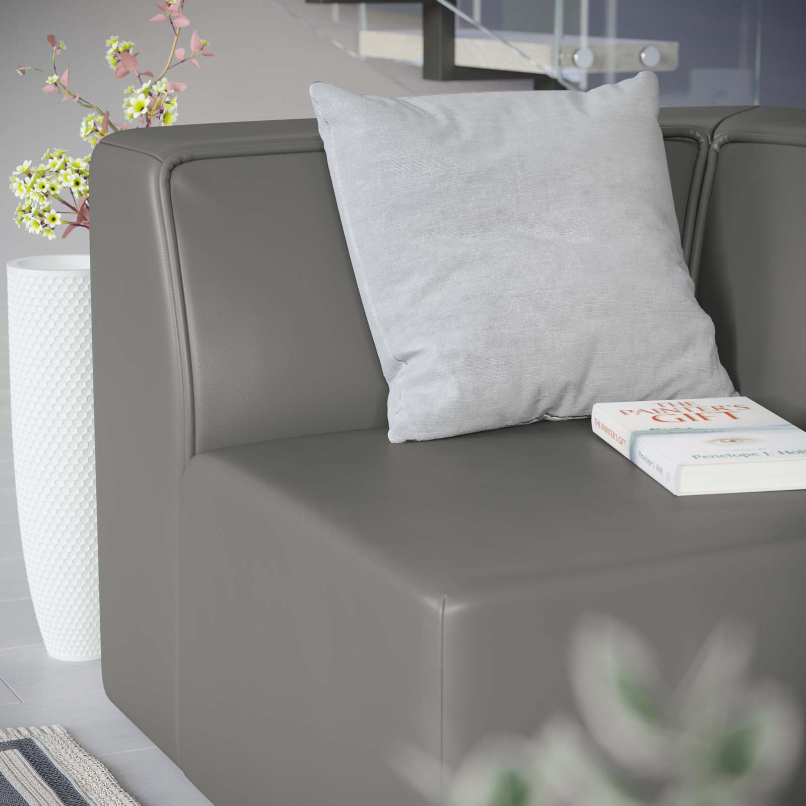 Modway Chairs - Mingle Vegan Leather Corner Chair Gray