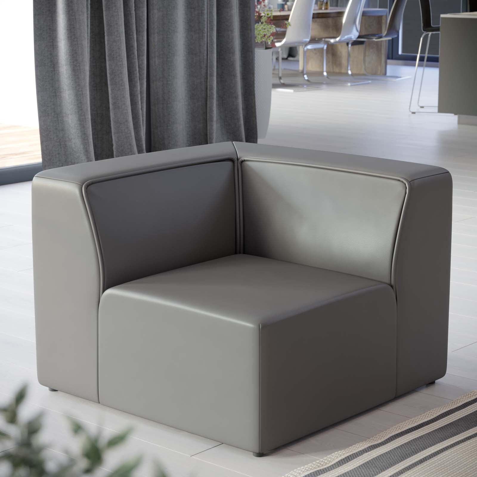 Modway Chairs - Mingle Vegan Leather Corner Chair Gray