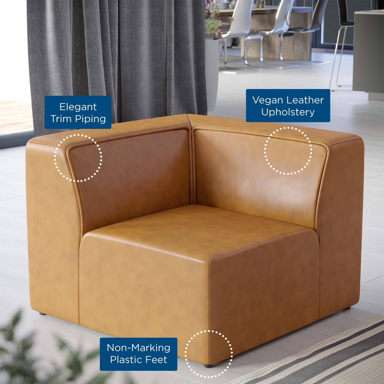 Modway Chairs - Mingle Vegan Leather Corner Chair Tan