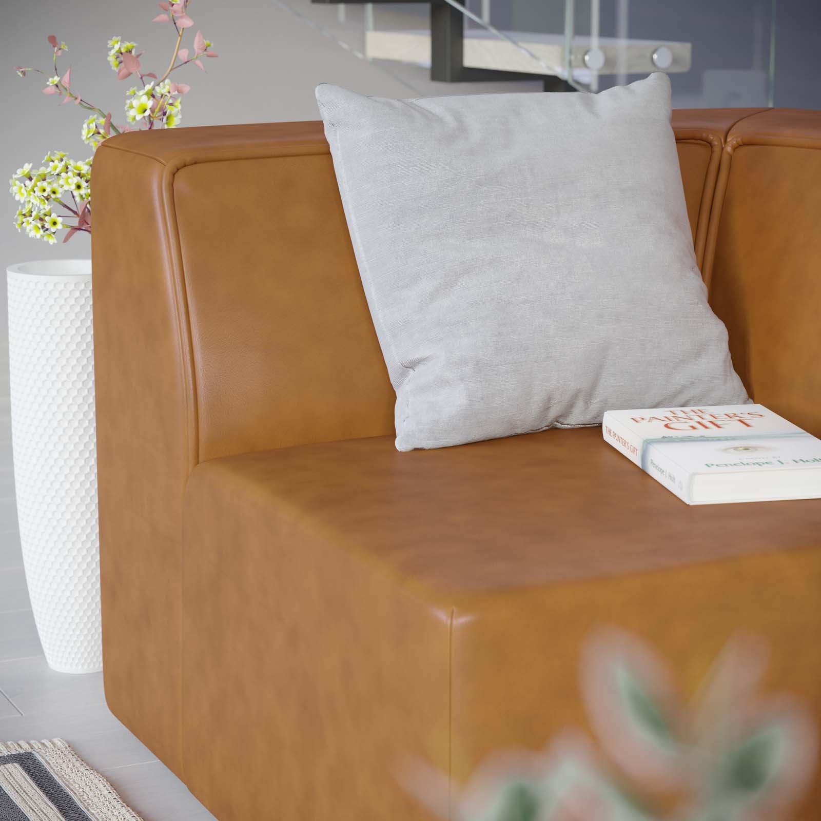 Modway Chairs - Mingle Vegan Leather Corner Chair Tan