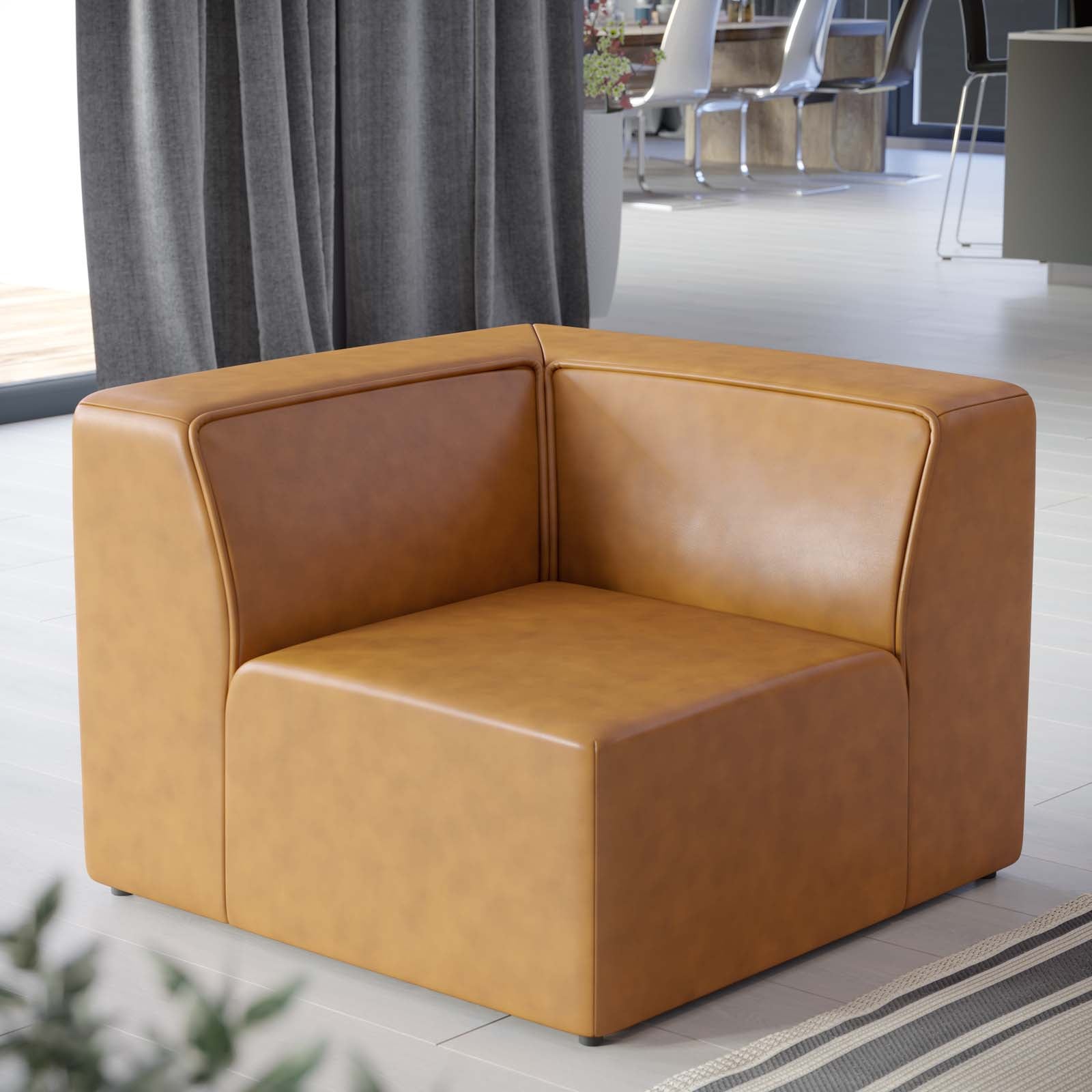 Modway Chairs - Mingle Vegan Leather Corner Chair Tan