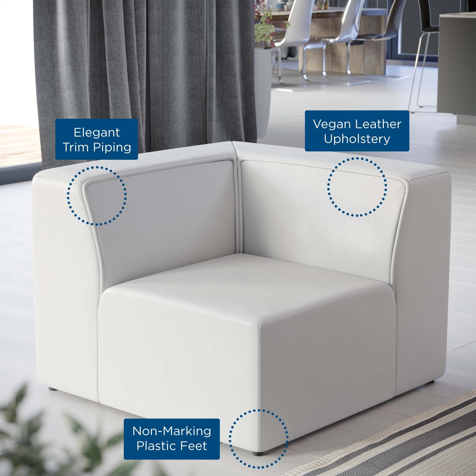 Modway Chairs - Mingle Vegan Leather Corner Chair White