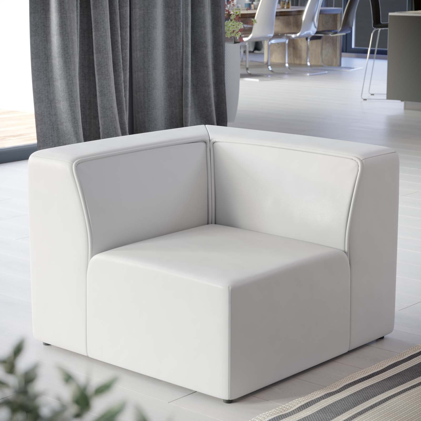 Modway Chairs - Mingle Vegan Leather Corner Chair White