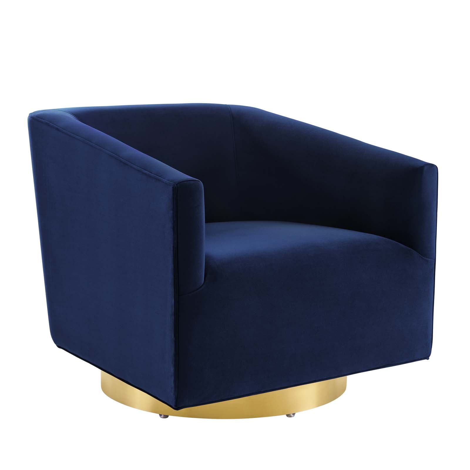 Modway Accent Chairs - Twist-Accent-Lounge-Performance-Velvet-Swivel-Chair-Gold-Midnight-Blue