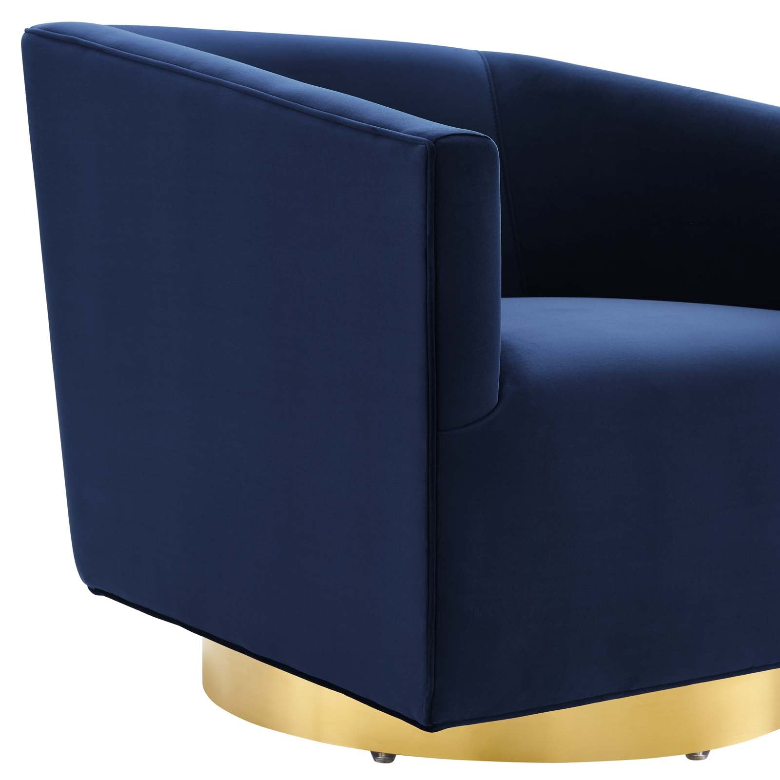 Modway Accent Chairs - Twist-Accent-Lounge-Performance-Velvet-Swivel-Chair-Gold-Midnight-Blue