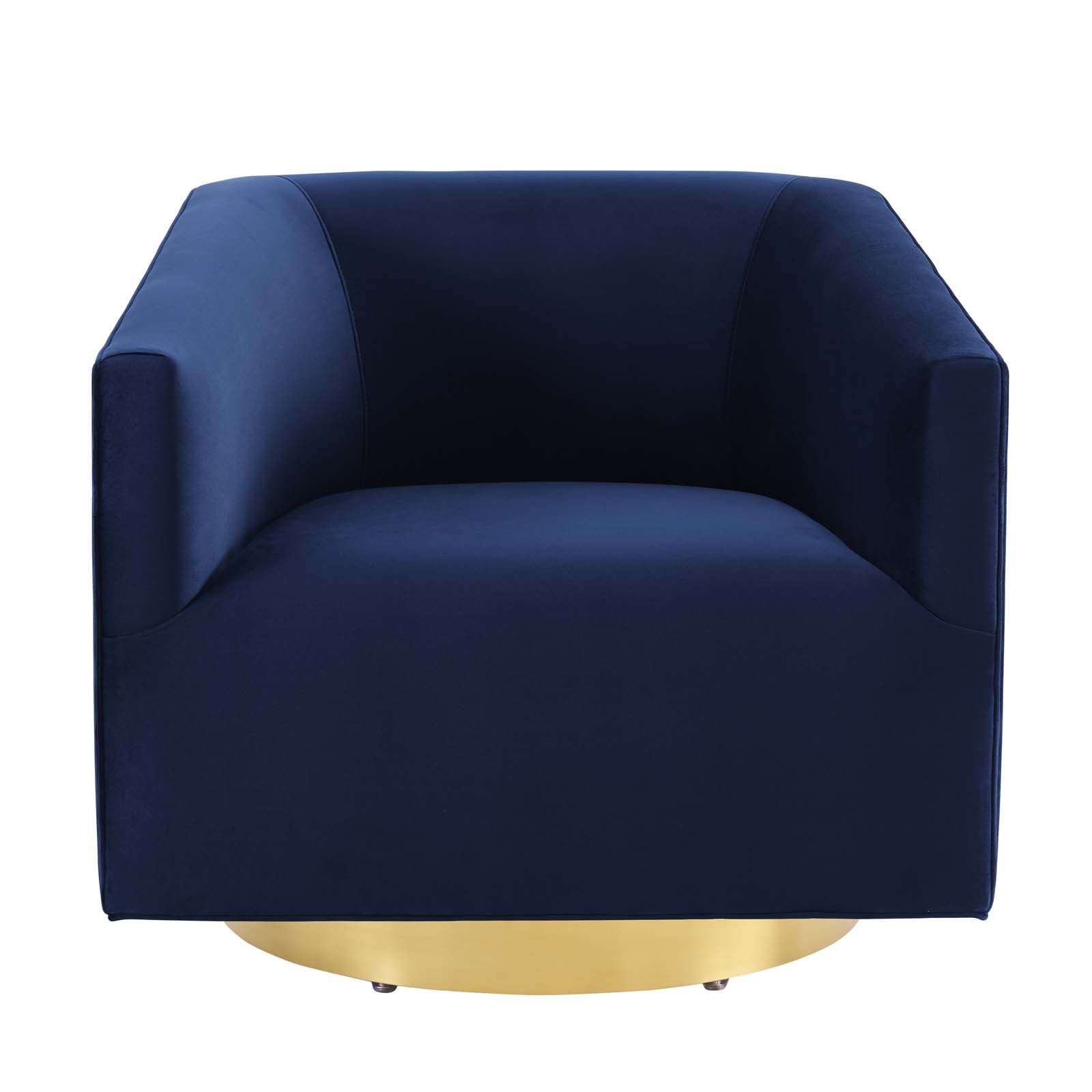 Modway Accent Chairs - Twist-Accent-Lounge-Performance-Velvet-Swivel-Chair-Gold-Midnight-Blue