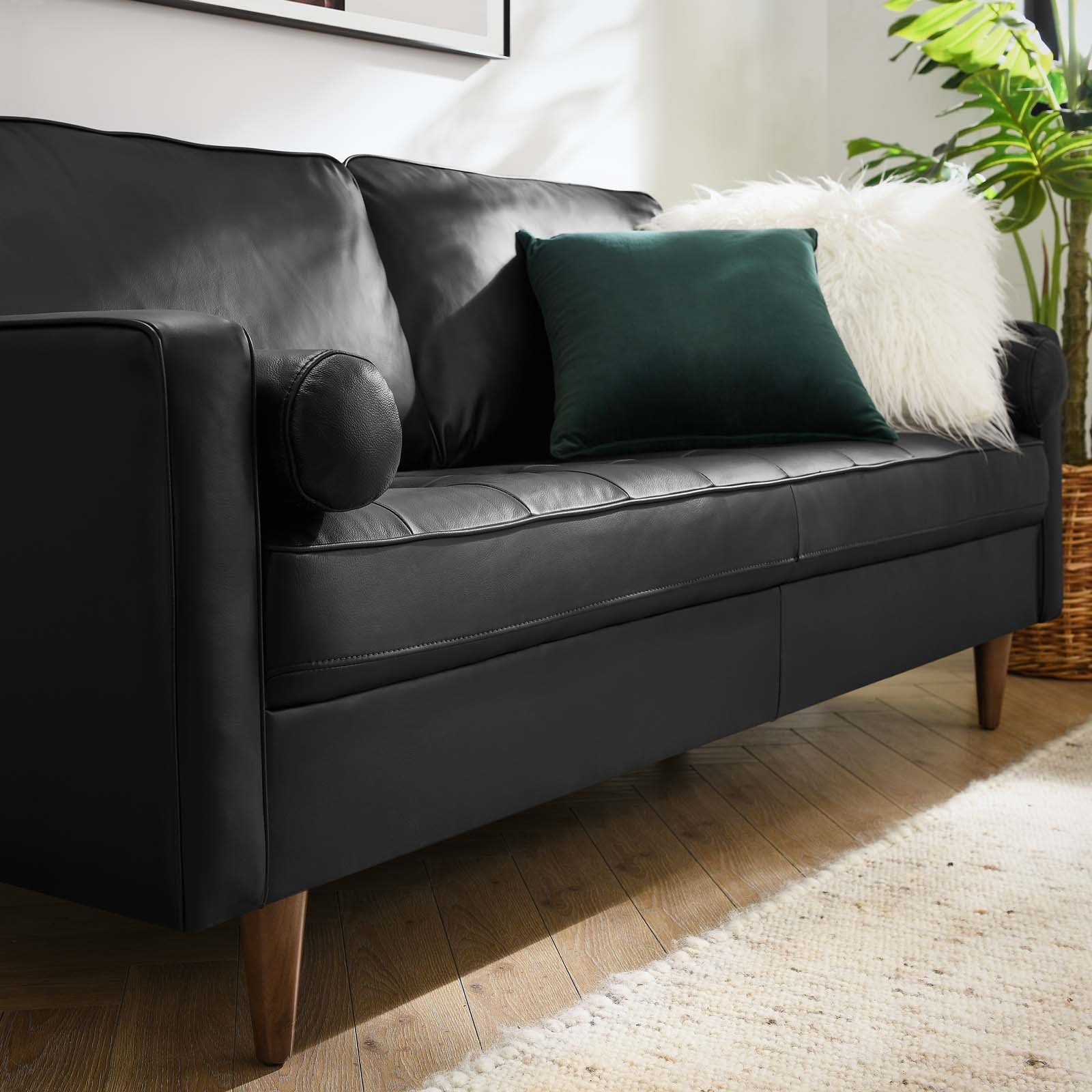 Modway Sofas & Couches - Valour Leather Sofa Black