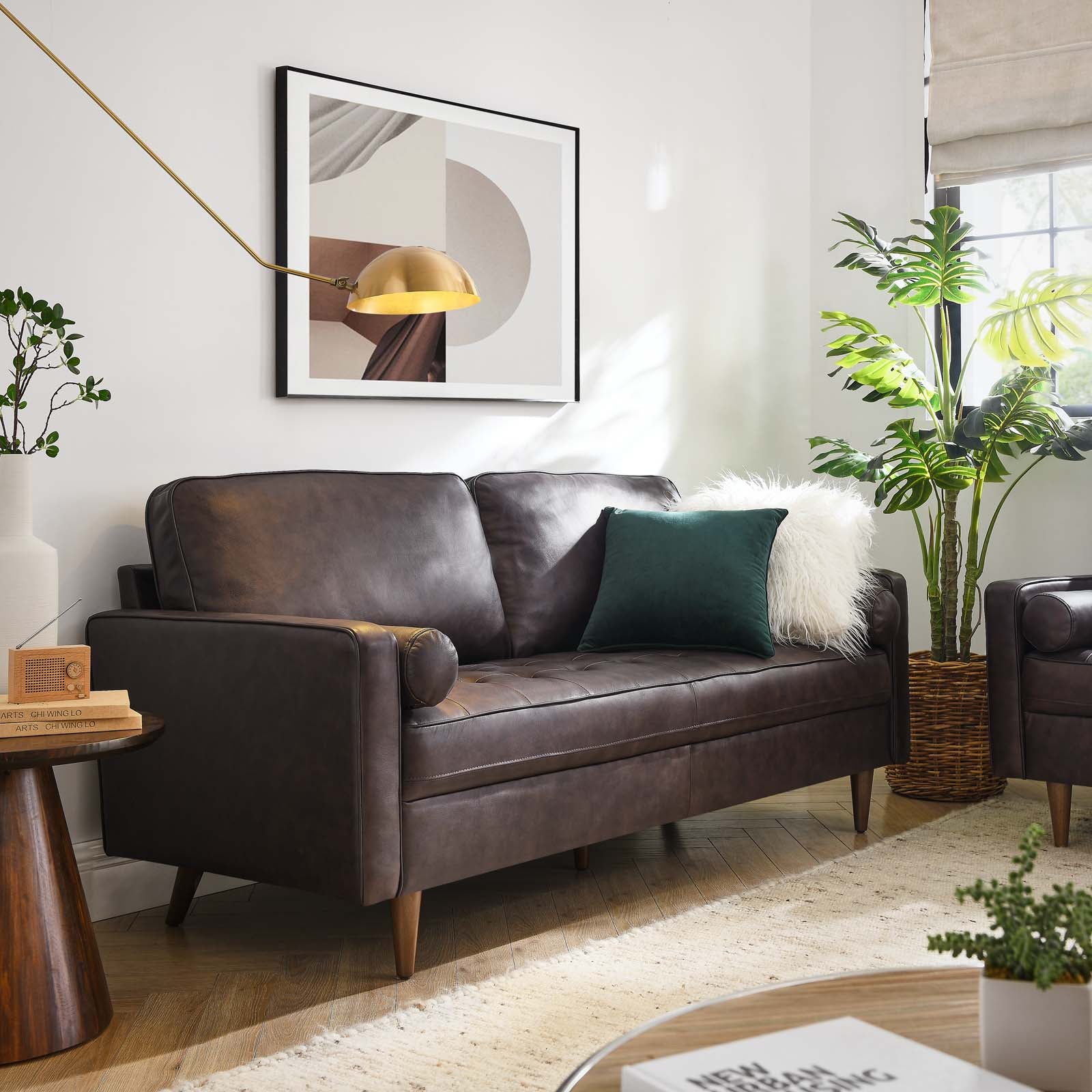 Modway Sofas & Couches - Valour Leather Sofa Brown
