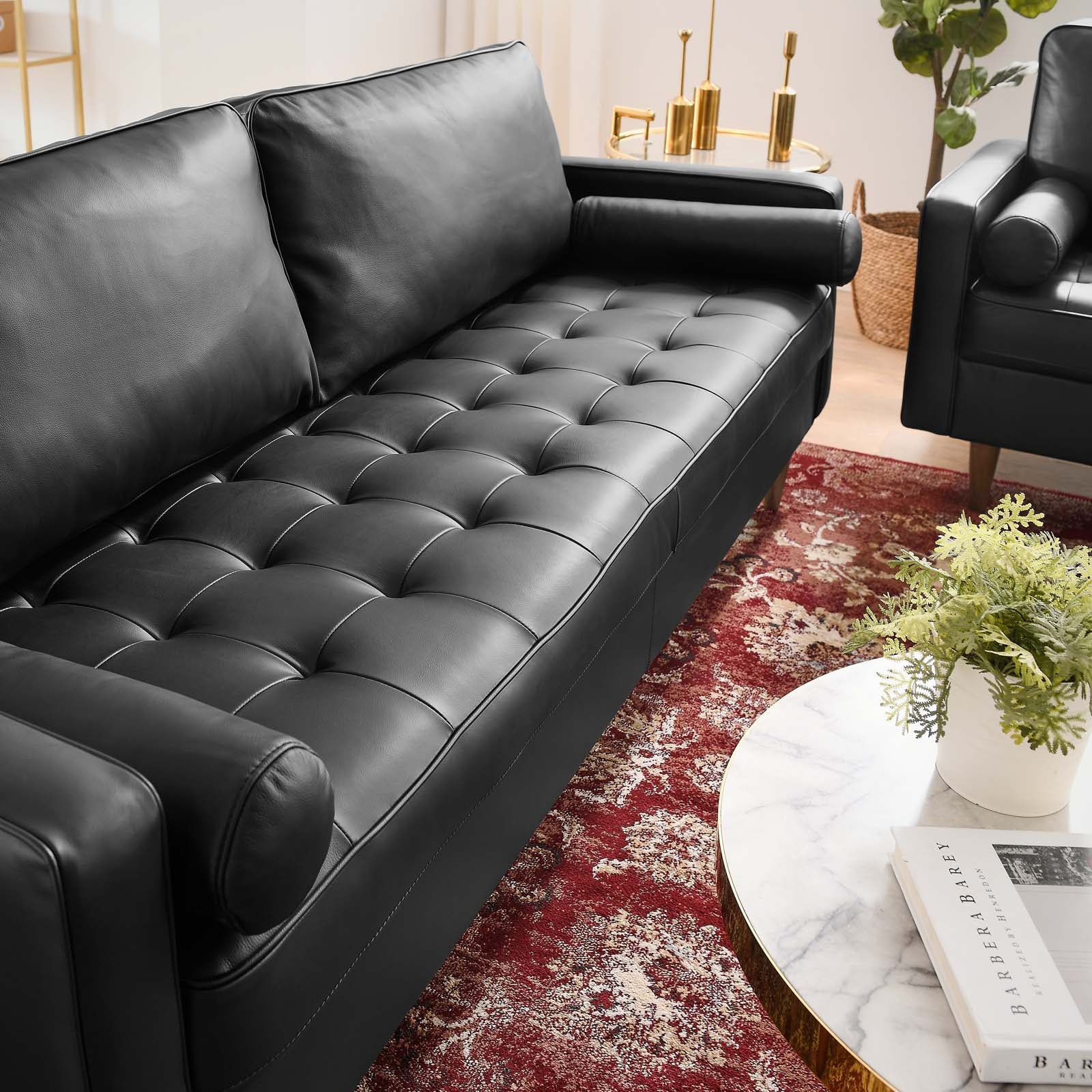 Modway Sofas & Couches - Valour 81" Leather Sofa Black